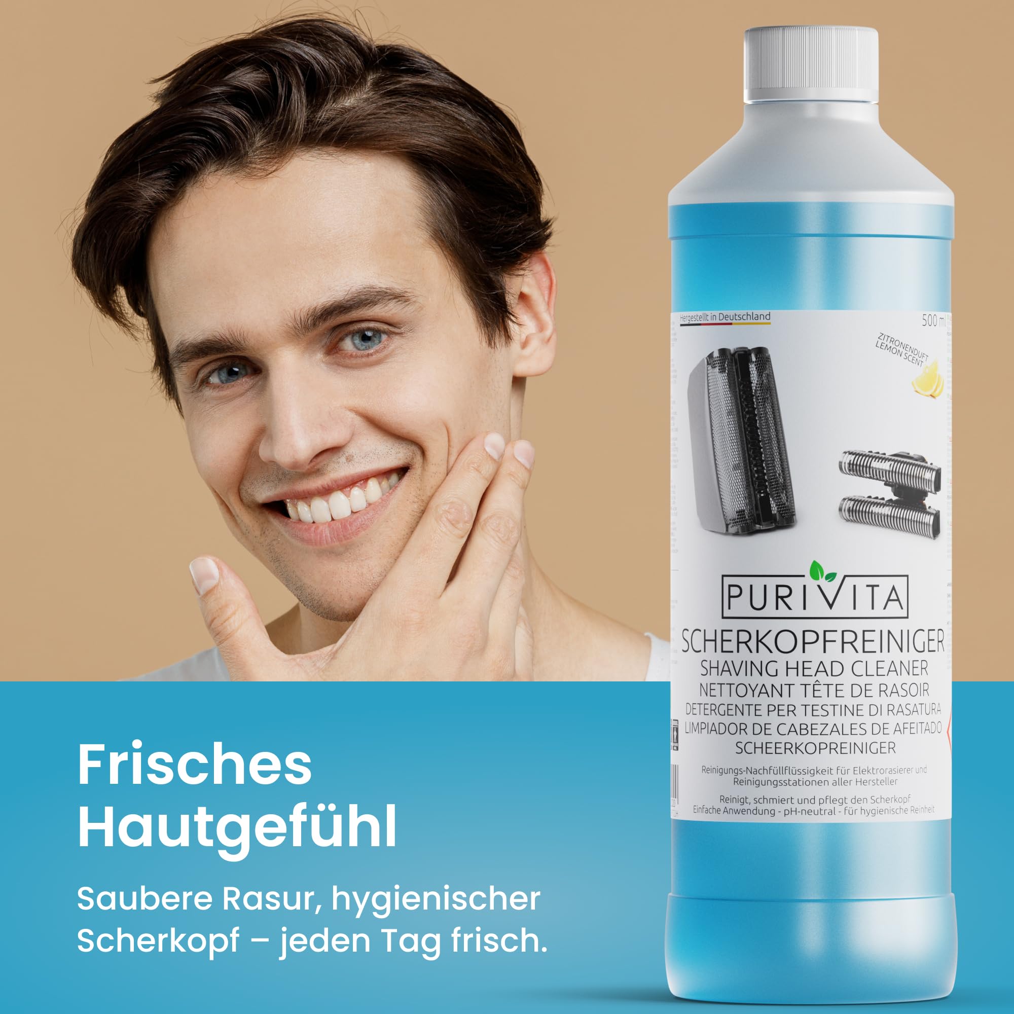 Purivita - Scherkopfreiniger Nachfüllflüssigkeit - 3000 ml kompatibel mit Braun und Phillips