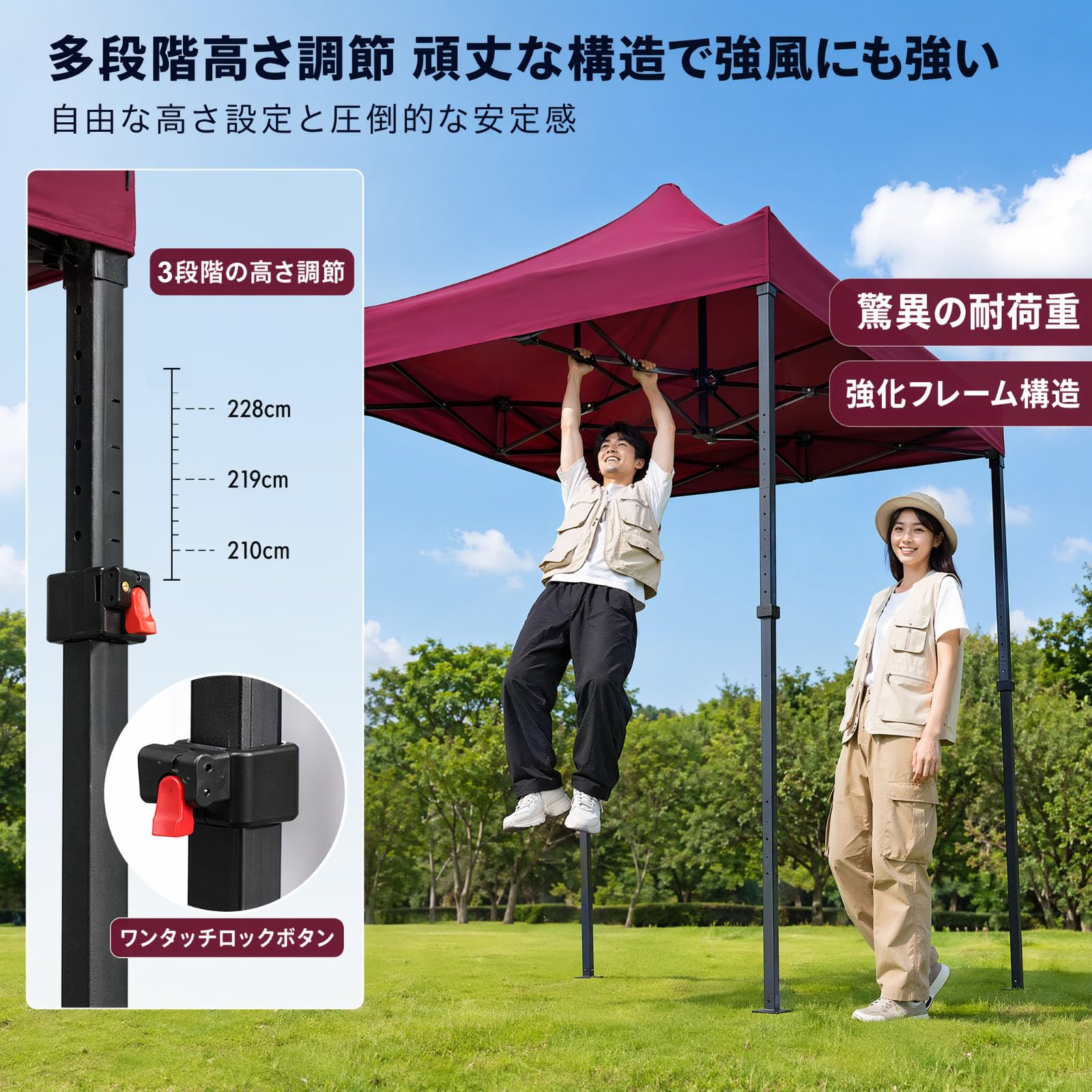 Amazon | 簡単テント ワンタッチ 風に強いタープテント【Cgzztw