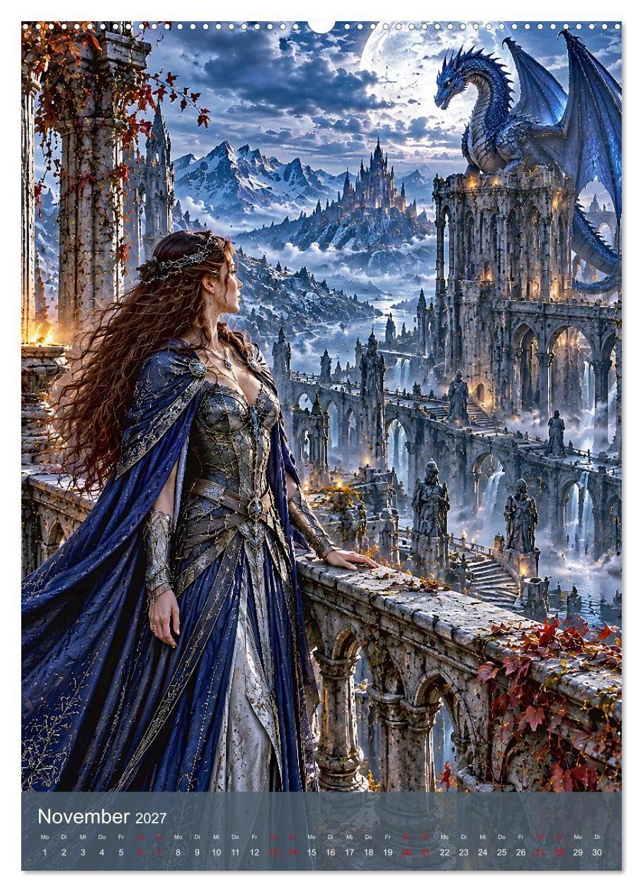 Drachenträume in magischen Welten (hochwertiger Premium Wandkalender 2027 DIN A2 hoch), Kunstdruck in Hochglanz: Magische Begegnungen mit mächtigen Drachen