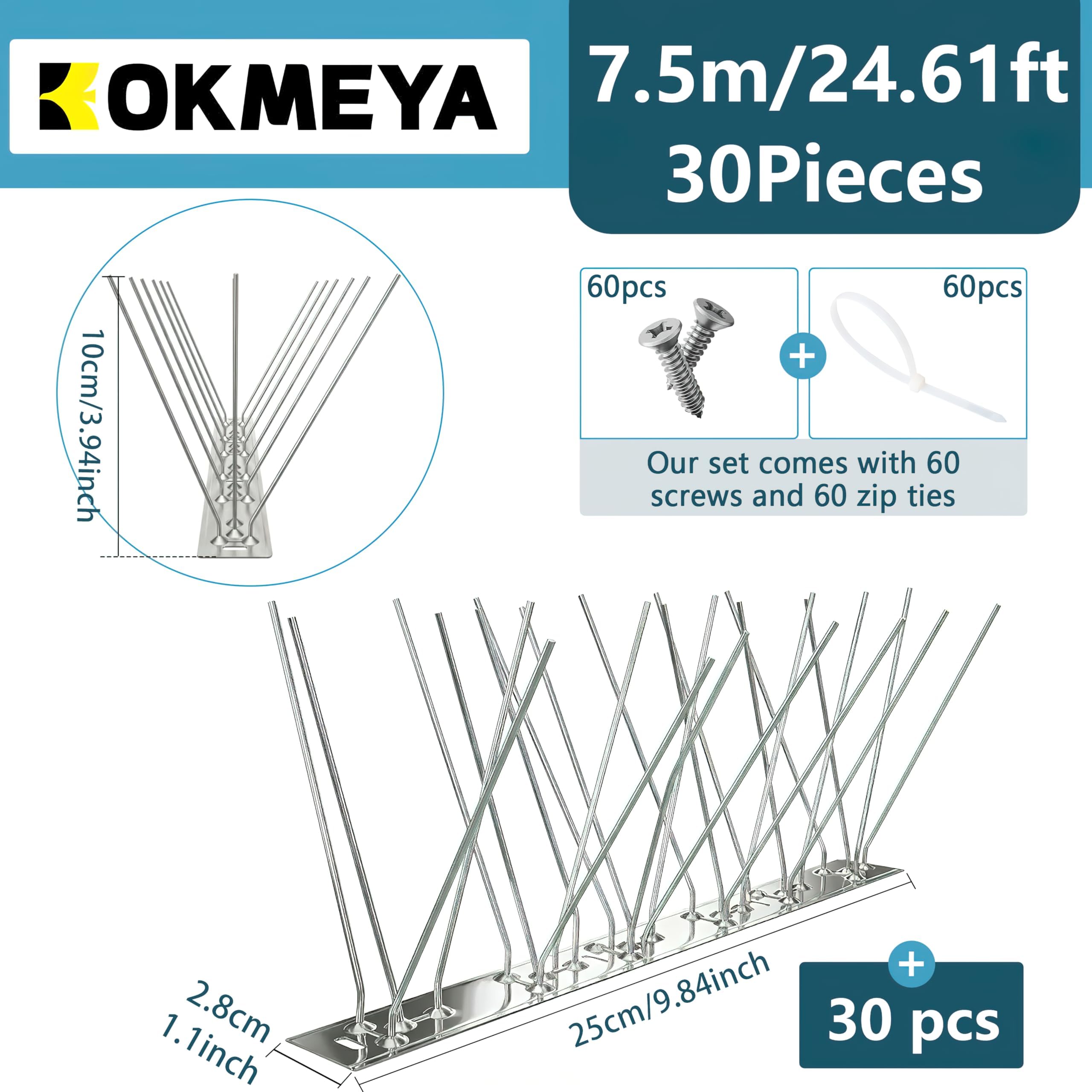 Pinchos Antipalomas 3m Premontados, Pinchos para Pájaros de Acero Inoxidable 304 para Pájaros Pequeños y Gaviotas, Ahuyentador de Metal Antióxido para Vallas, Tejado, Balcón y Pared, Plata