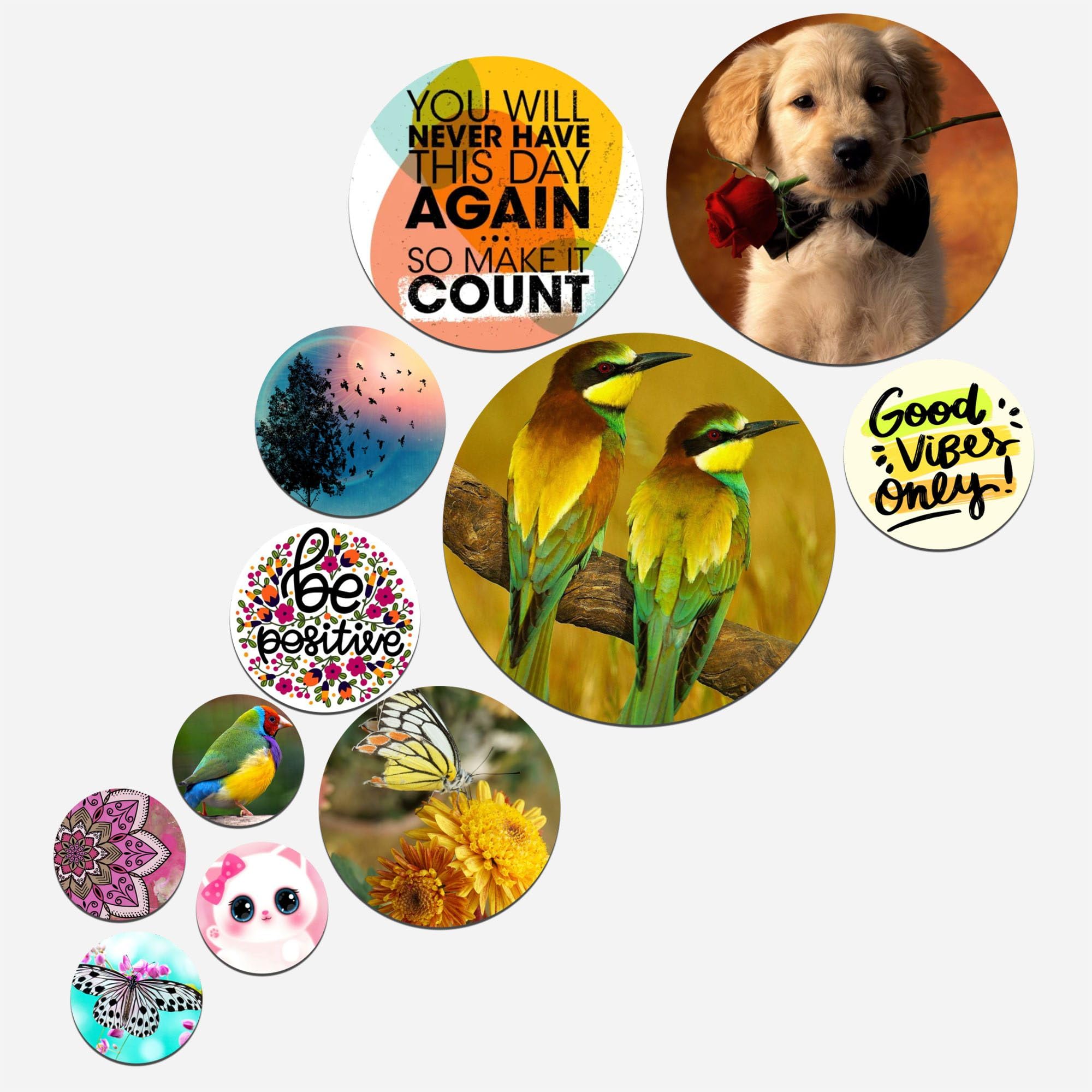 Artvibes Designer MDF Wooden Wall Hanging Decoration Item for Home | Office | Gift | Wooden Wall Hanging | Wall Art | Living Room | Bedroom | Wall Decorative Items (WPS_128NN) Pack of 11 Pieces