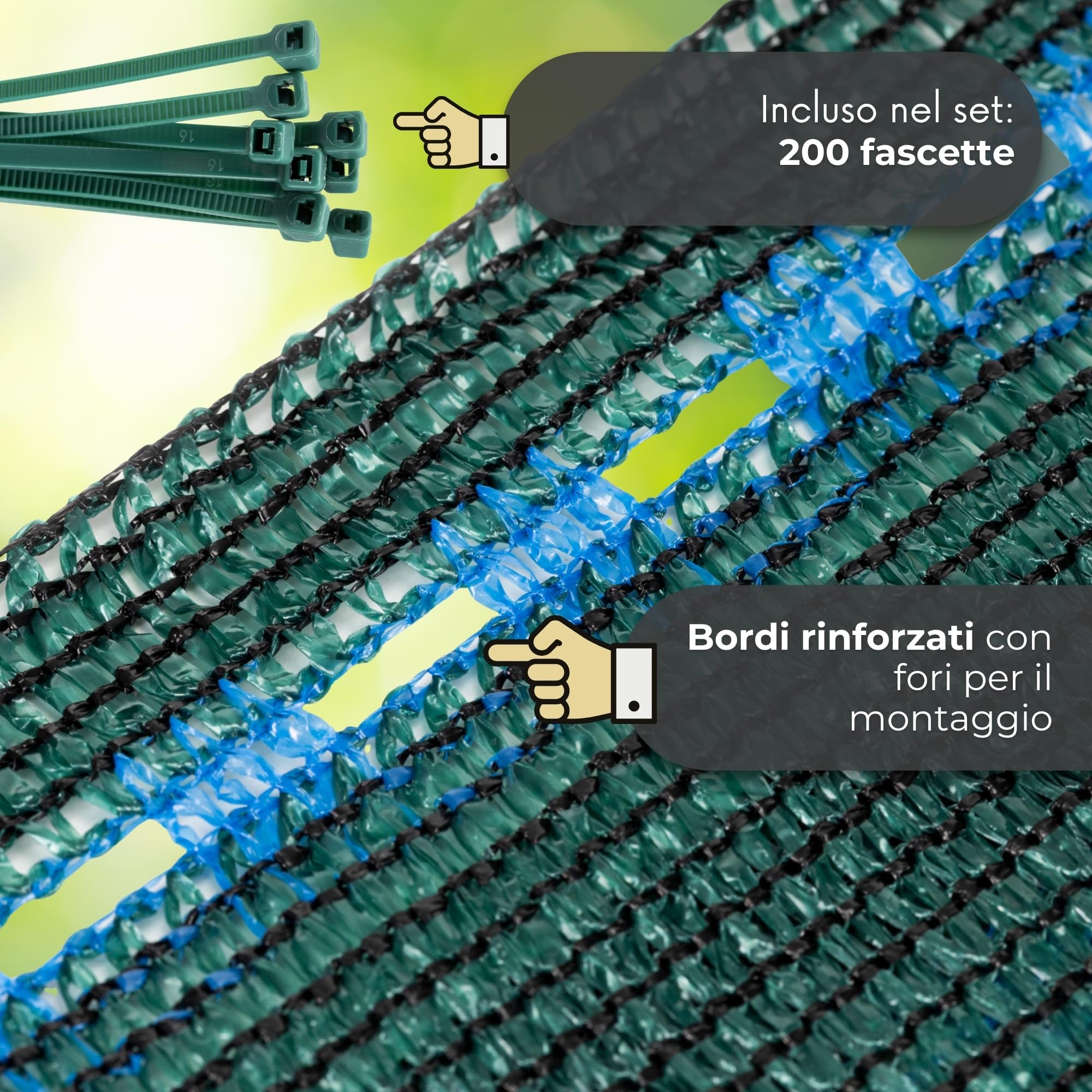 SPRINGOS Rete ombreggiante 1,5 x 50 m, 185 g/m², con 200 fascette