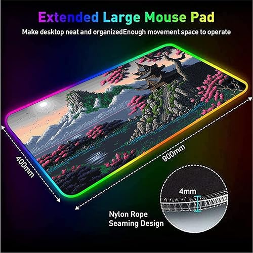 Miniatura 6 de Alfombrillas de mouse RGB Pixel Mouse Pad Accesorios para computadora, alfombrilla de mouse grande retroiluminada LED Gamer Mouse Alfombra para