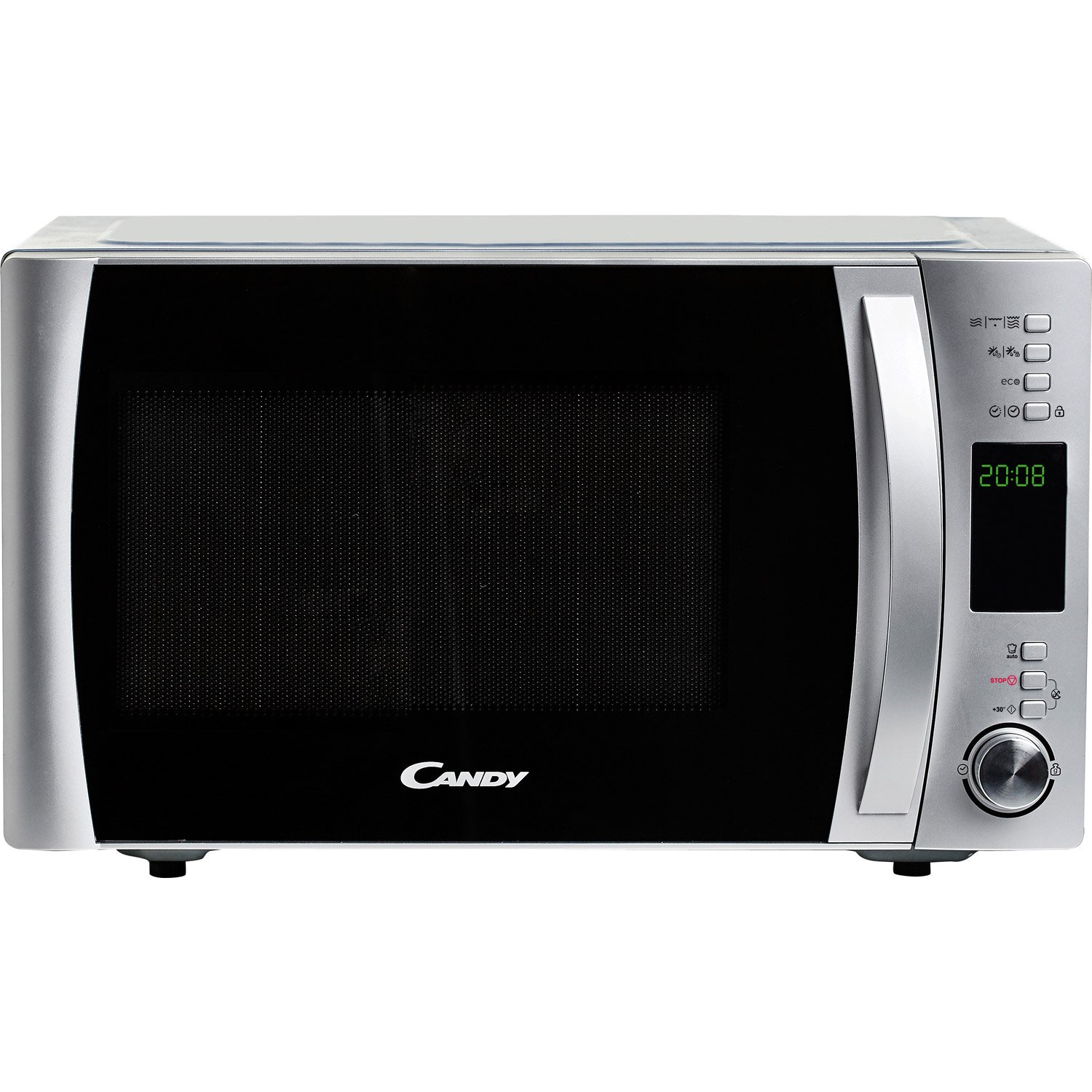 Candy X-​Range CMXG 25DCS, Microondas con Grill, 25L, 1450W, 5 Niveles, Digital, 40 Programas, Bloqueo, Plato 31,​5CM, Grill Rack, Plato Crunchy, Express Cooking, Temporizador, App simply-​Fi, Inox