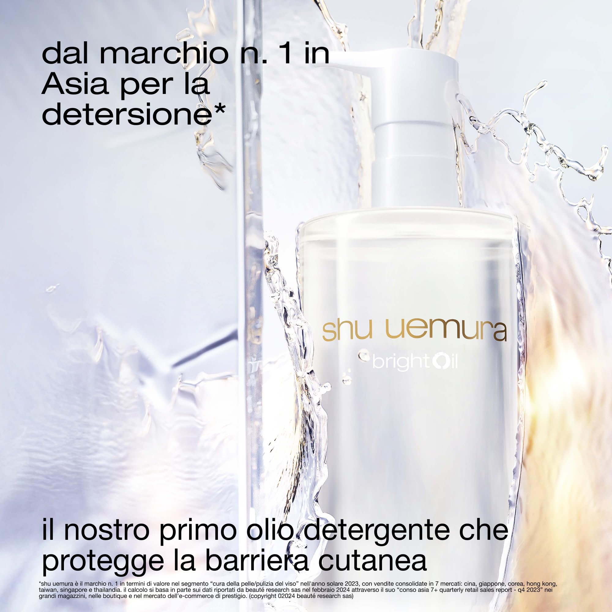 Shu Uemura BrightOil Olio Struccante Viso, Detergente con Lievito di Riso Giapponese e Vitamina C