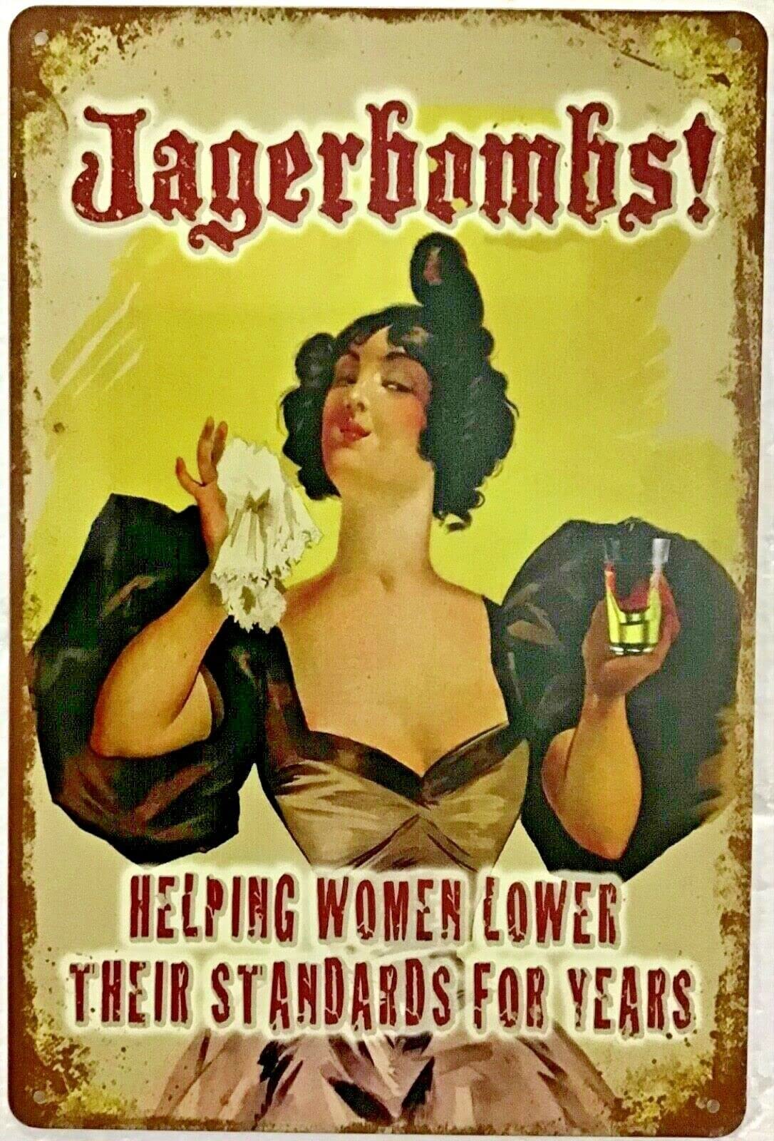 Vintage Decor Tin Sign Retor Jagermeister Jager Bombs Funny Wall Decor Aluminum Novelty Sign For Garage & Home Bar Club Farm Man Cave Decor Gift 12x16 Inch