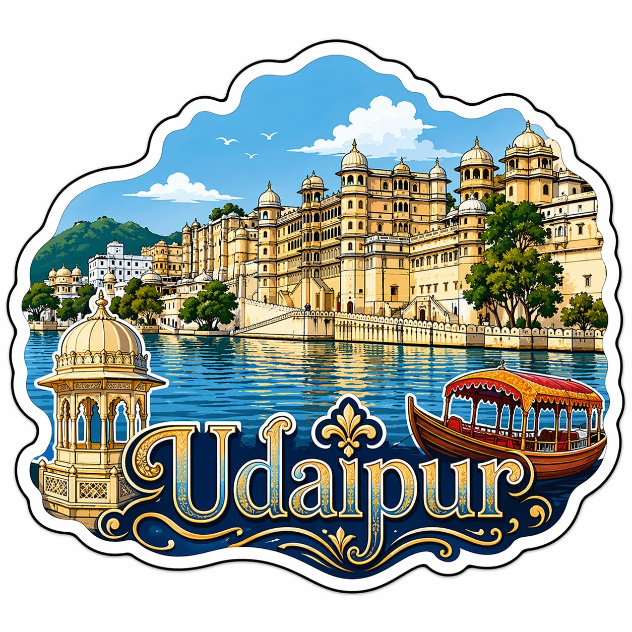 Udaipur Theme Wooden Fridge Magnet Souvenir | 3x3 in Kitchen Home Decor Gift-image-1
