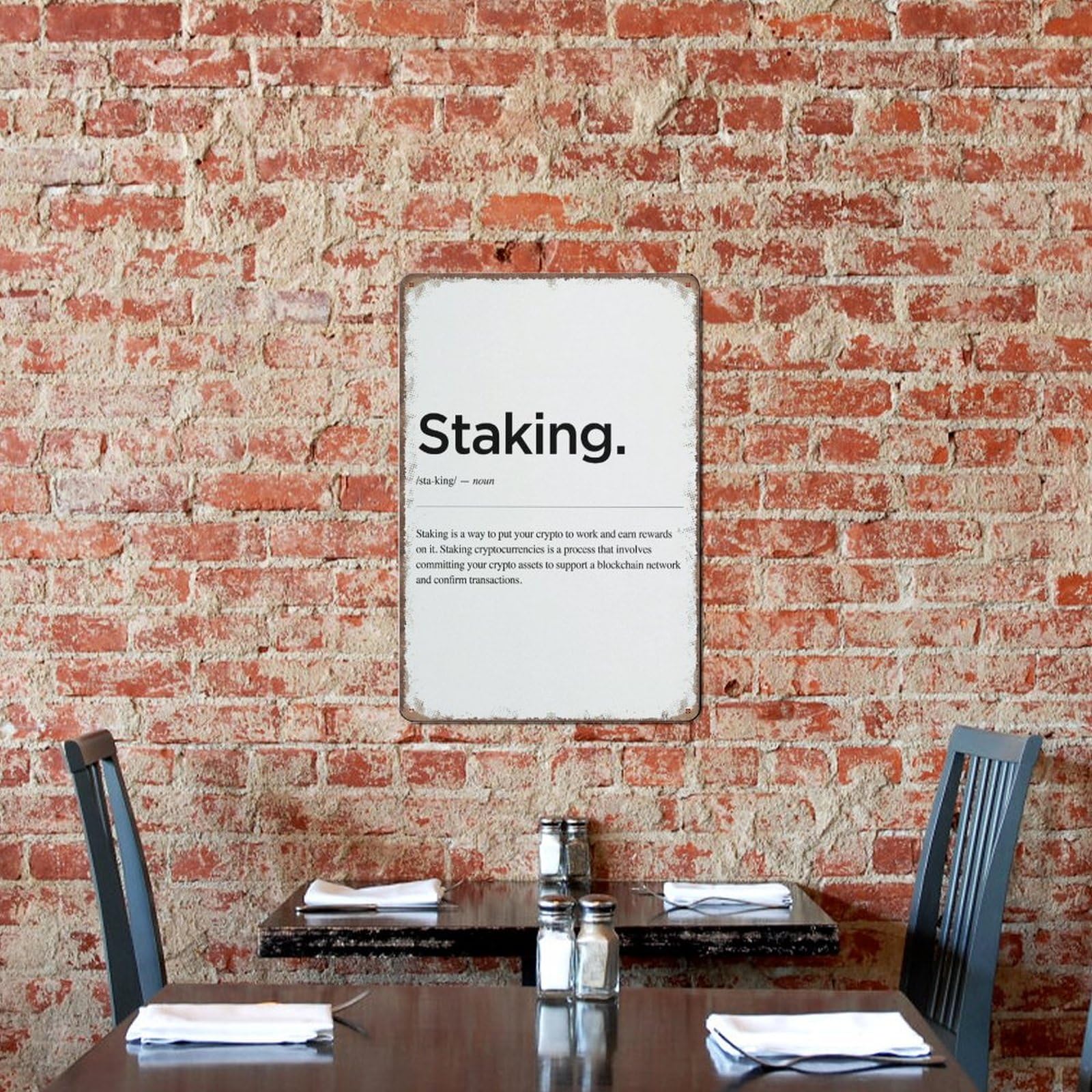 Amazon.com : Aikeory Staking Definition,Cryptocurrency Print,Staking  poster, Crypto Gifts Ideas, Wall Decor,Crypto Wall art, Retro Metal Poster  Wall Art Kitchen Garden Farm Home Decoration, 12X16inch : Home & Kitchen