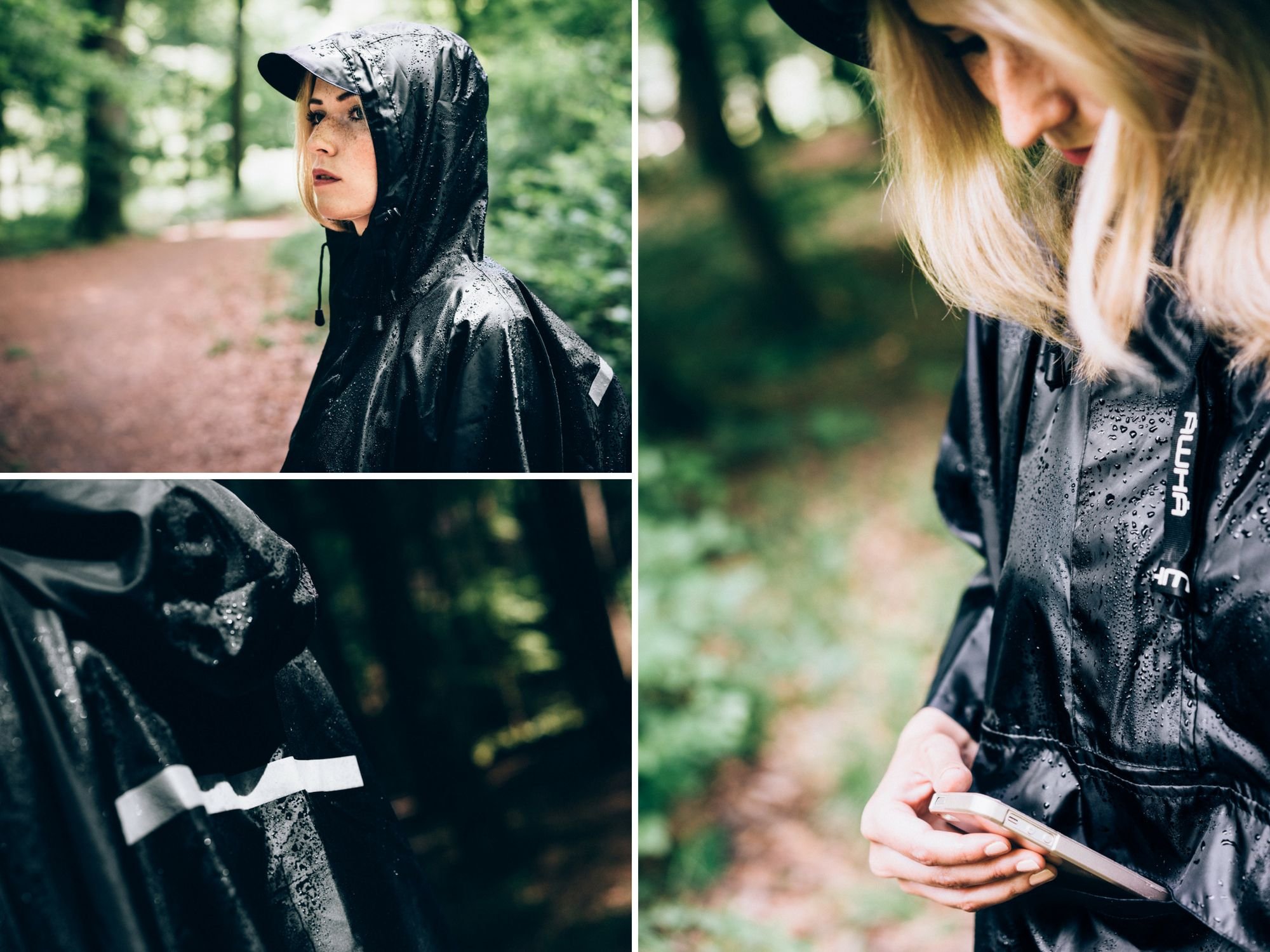 AWHA poncho impermeable - la protección contra lluvia con tamaño extra largo, cremallera y bolsillo del pecho