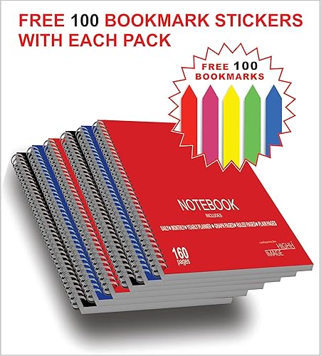 Miniatura 2 de Cuadernos con tapa dura de metal encuadernado en espiral, paquete de 6 cuadernos con rayas, páginas de gráficos y planificadores