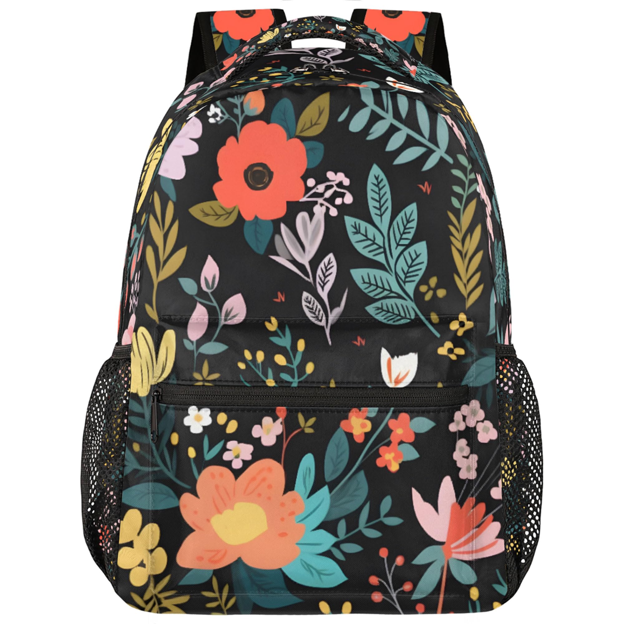 VQUVQV Flower Travel Backpack for Women Men, Water Resistant Laptop Bookbag College School Bag, Large Capacity Floral Print Daypack Schoolbag