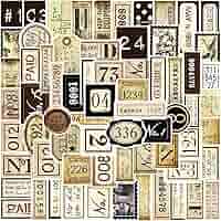 ビンテージラベル　デニソンラベル　紙箱　ジャンクジャーナル　レトロ　レア　紙モノ Amazon.com: Bomichi 190 Pcs Vintage Label Number Stickers