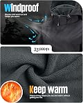33,000ft Women's Waterproof Softshell Long Rain Jacket with Hood Fleece Lined Windproof Windbreaker