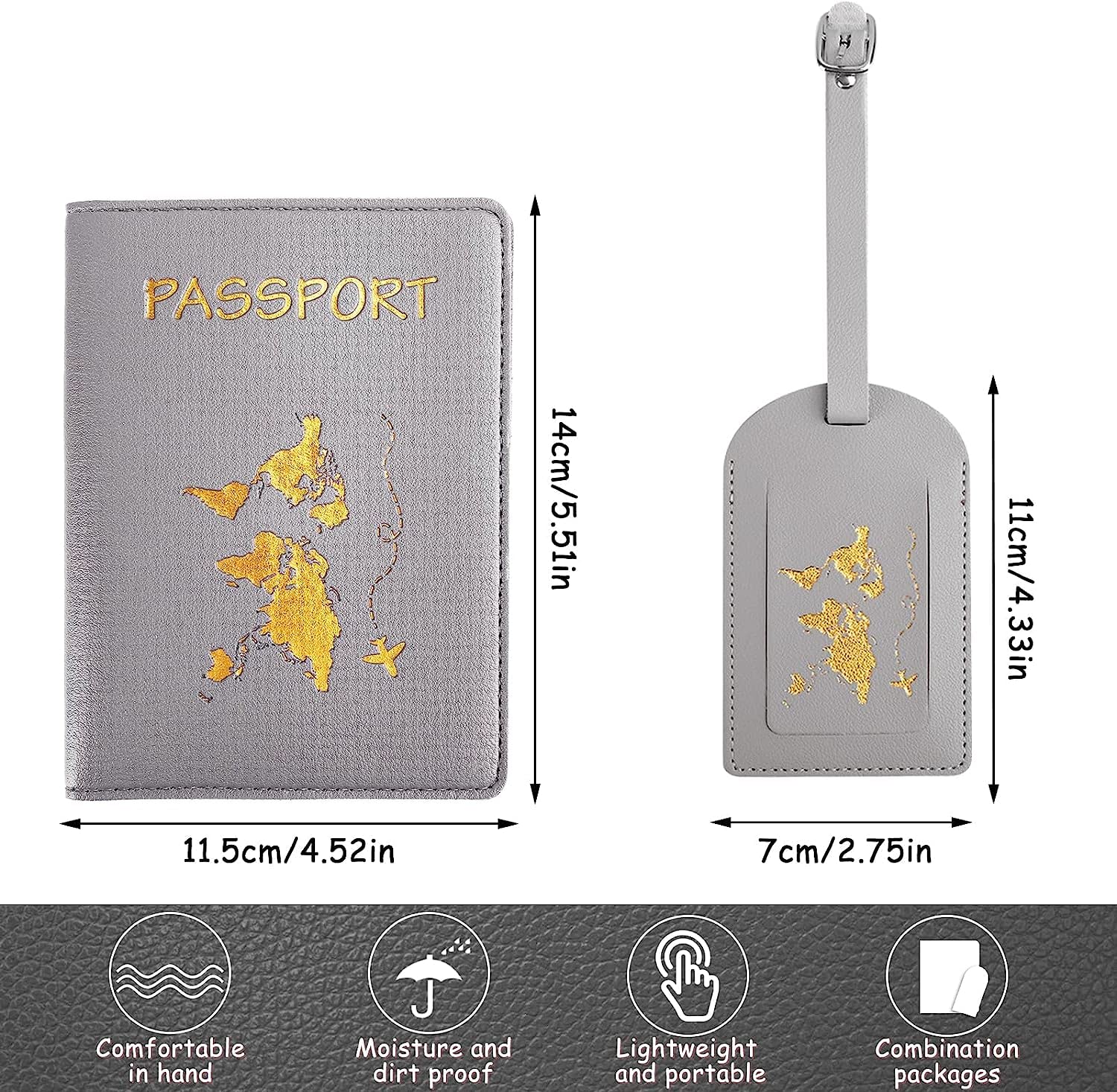 Porte-Passeport Et Étiquettes Valise KSJEHW - Set Voyage Pour Couples - Cuir PU Imperméable