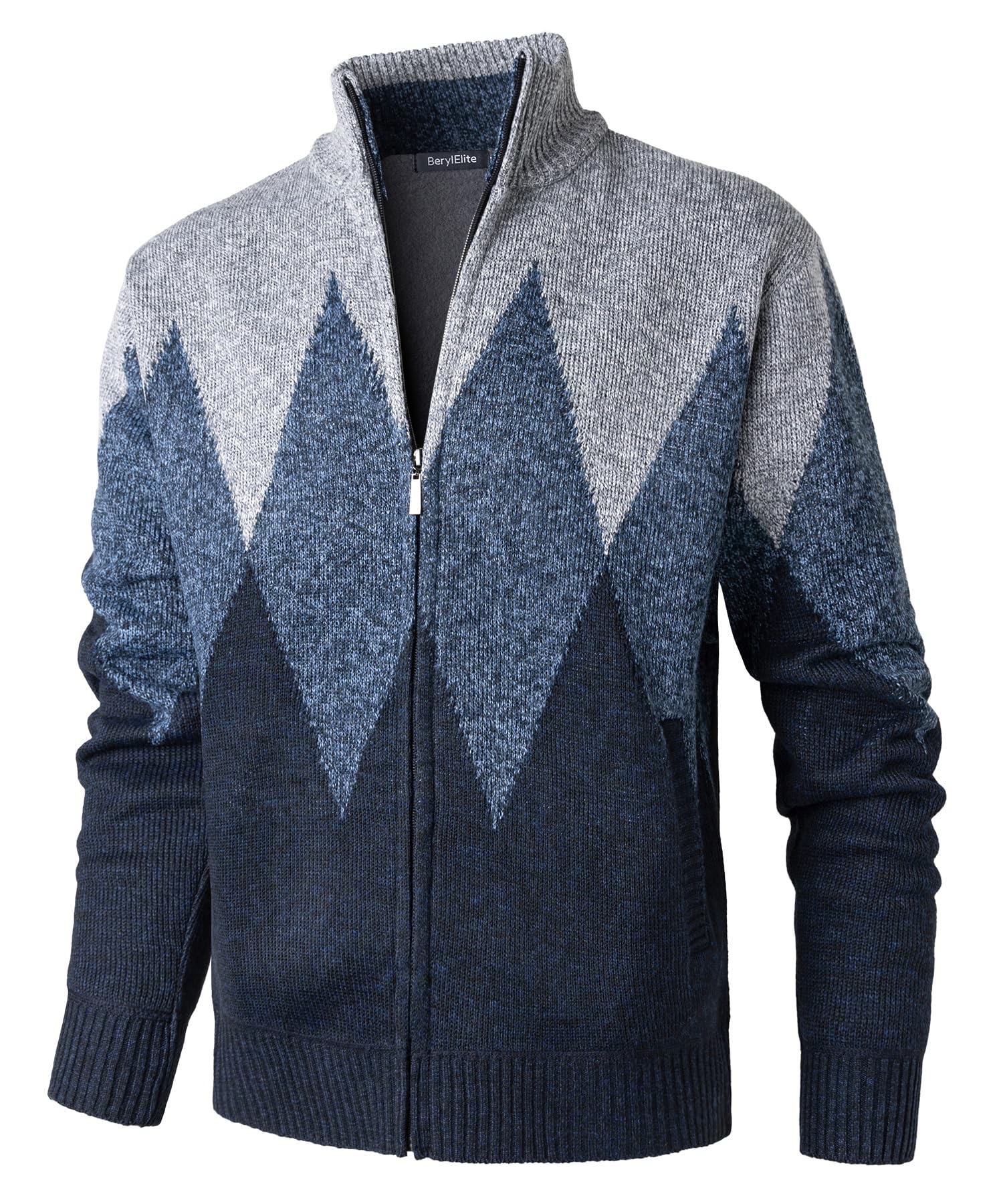 Homme Gilet Cardigan Veste Ouvrez Front Zippé avec Tricoté Chaud Coupe rembourré Décontractée Manche Longue Chandail