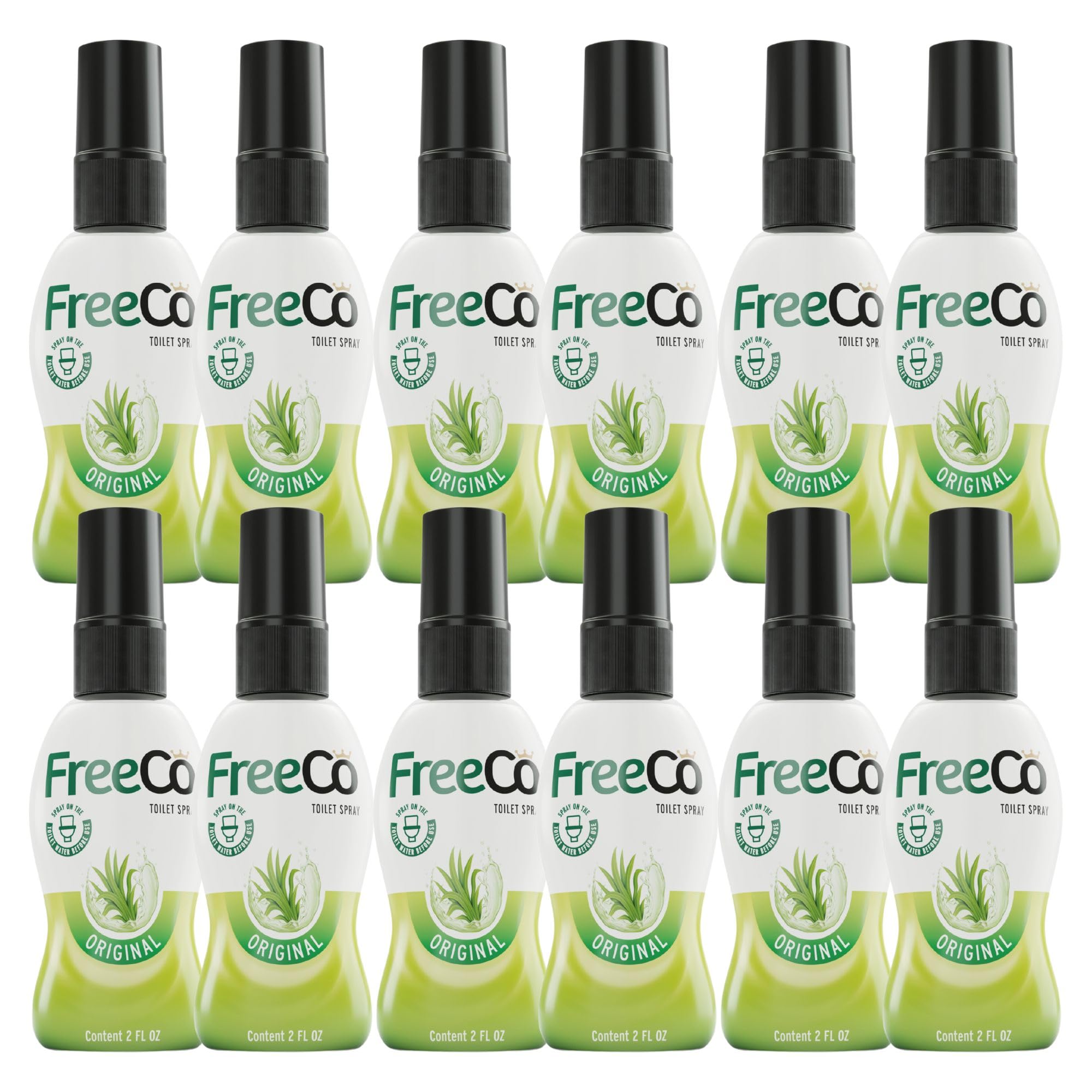 FreeCô Pre-WC-Spray mit Ätherischen Ölen | Original Zitrone | Großhandels-Vorteilskarton 12 x 60ml | Die Super-Sparlösung für Unternehmen & Vielverbraucher | Hilft Gerüche frühzeitig zu kontrollieren