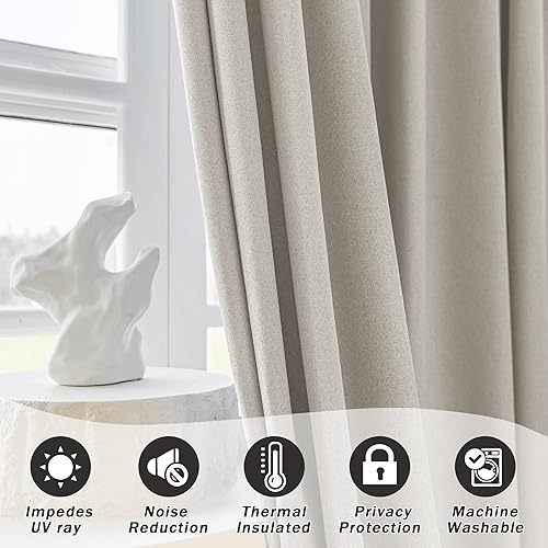 Miniatura 6 de MUMFAS Cortina plisada opaca de lino con aislamiento térmico para oscurecer la habitación, panel de tratamiento de ventana para dormitorio, puerta