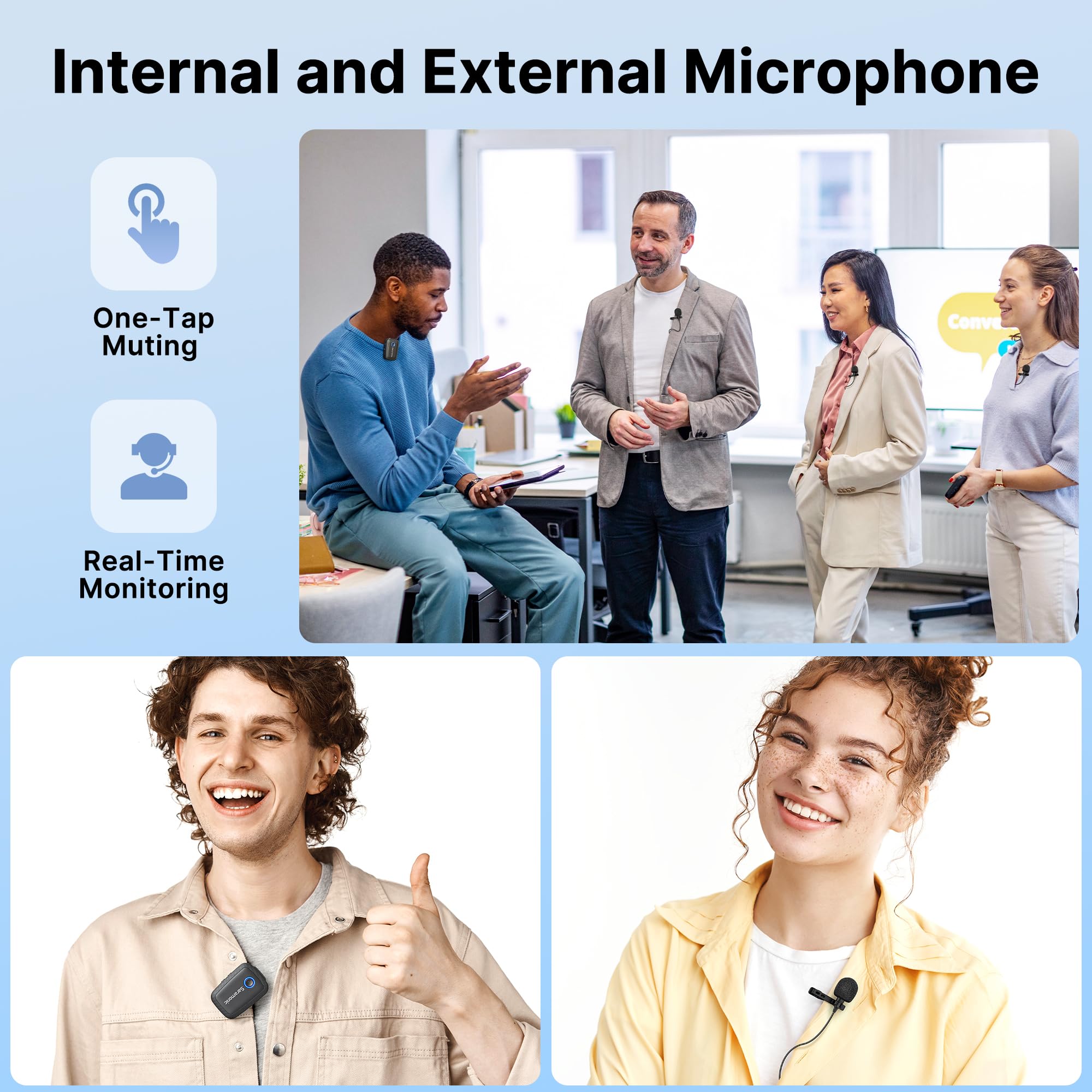 Saramonic Blink 500 T4 4 Personen Wireless Lavalier Mic System, 2,4 GHz, 100 m Reichweite, 4 Sender & 1 Empfänger, 24-Bit Sound, für DSLR, Camcorder, Smartphone, YouTube, Interview, Podcast
