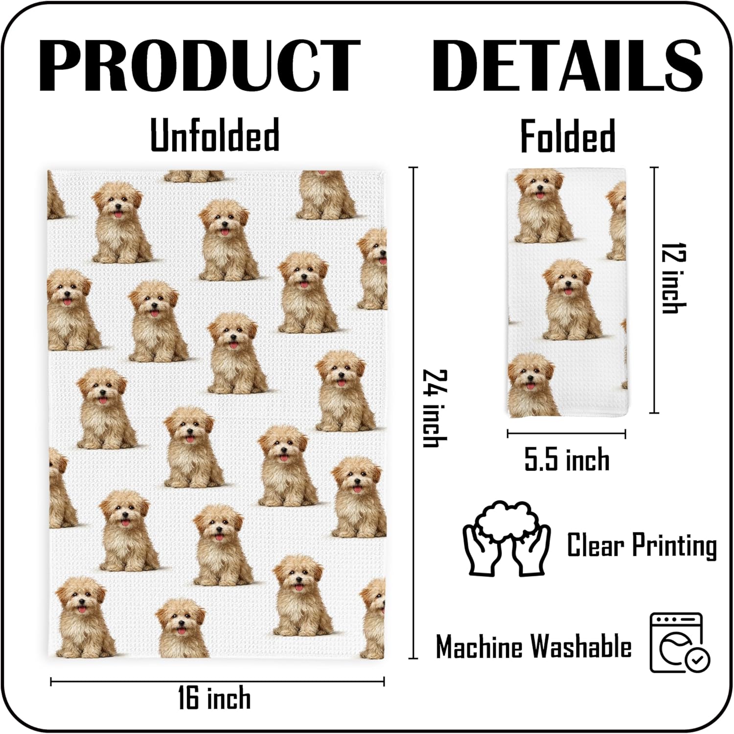 Maltipoo Gifts Kitchen Towels, Maltipoo Dog Gifts for Women Men Dish Tea Towels for Kitchen Bathroom Decor, Dog Lover Gifts Hand Towels for Bathroom Decor, 16x24 Inches - Image 7
