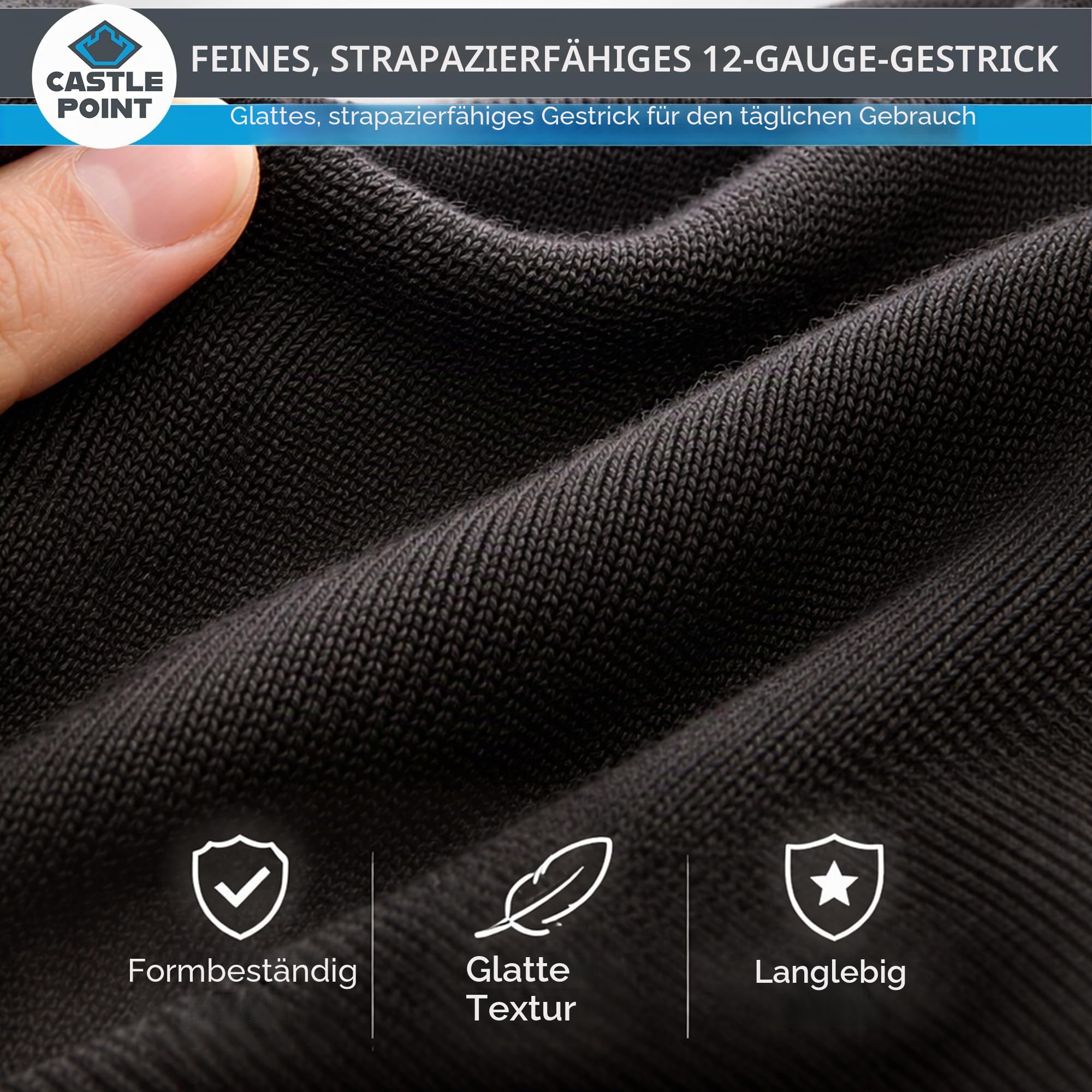 Castle Point Herren Pullover aus 100 % Baumwolle, Weicher Strickpullover mit Rundhals oder V-Ausschnitt, Leichter Klassischer Alltagspullover