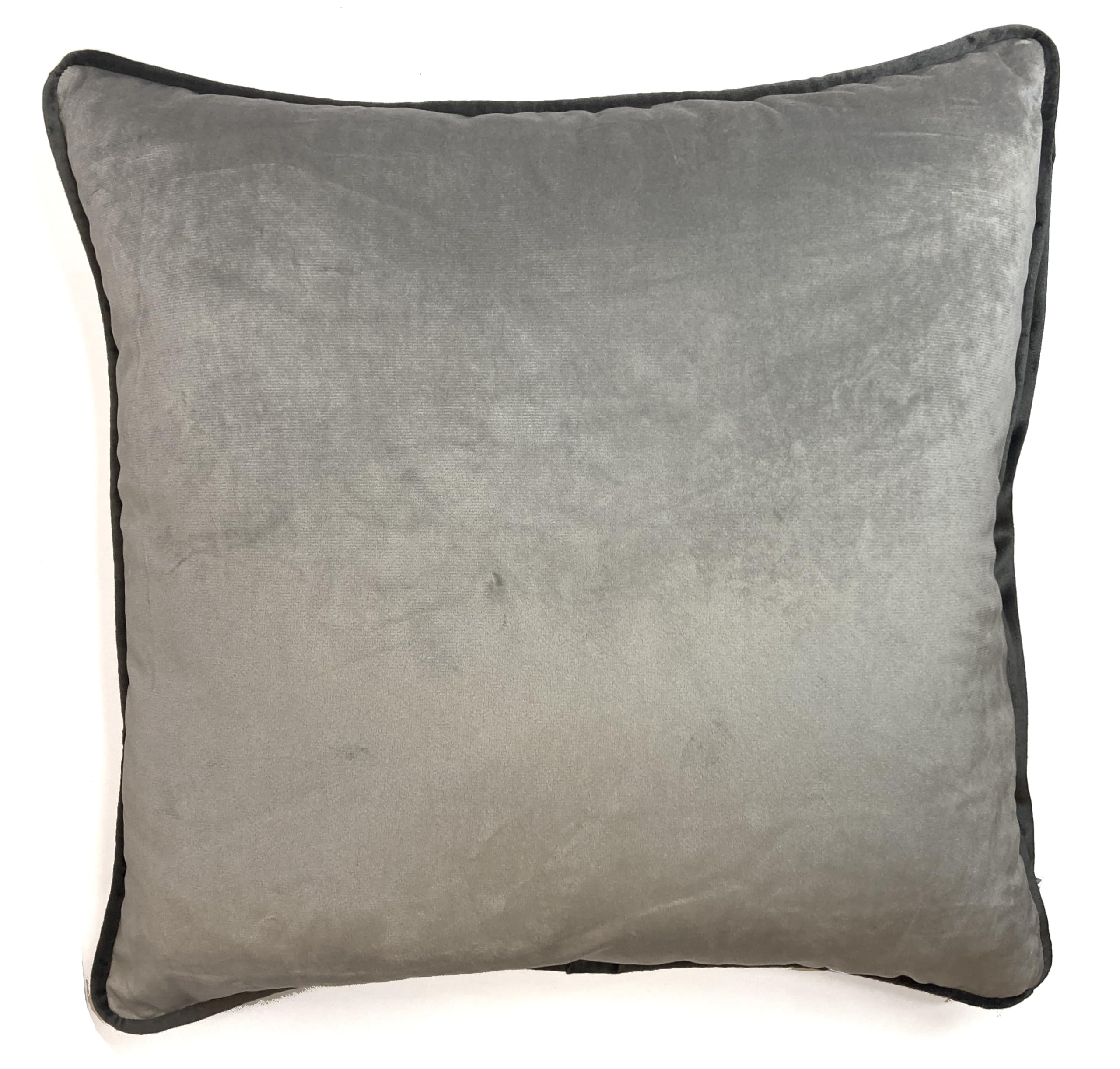 Rapport Home Piped Velvet Reversible Square Cushion Cover 43 x 43cm Charcoal and Silver
