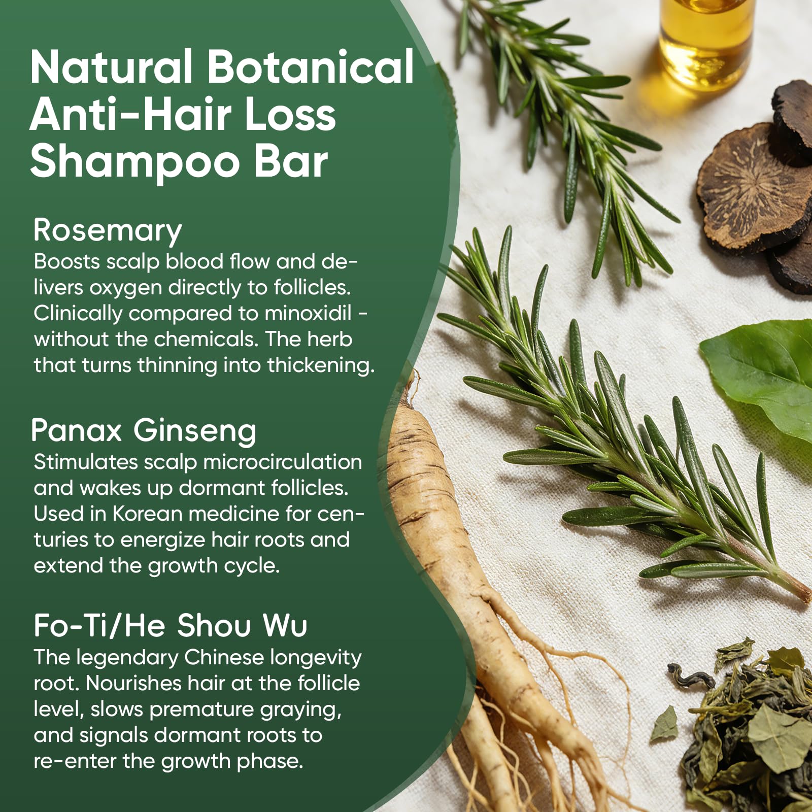 Korean Scalp Care Shampoo Bar with Rosemary, Biotin & Botanicals