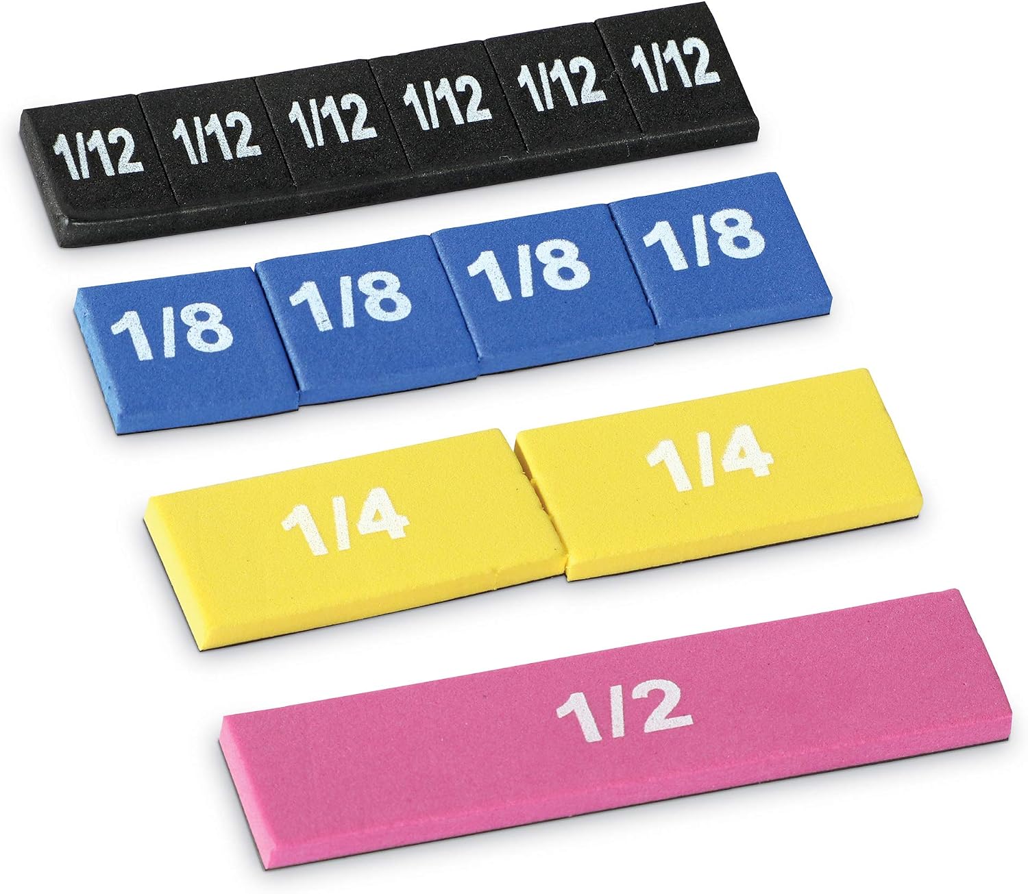 Learning Resources Magnetic Rainbow Fraction Tiles, Visual/Tactile Learning, Soft Foam Magnetic Tiles, 51 Pieces, Ages 6+, Multicolor (LER0611)