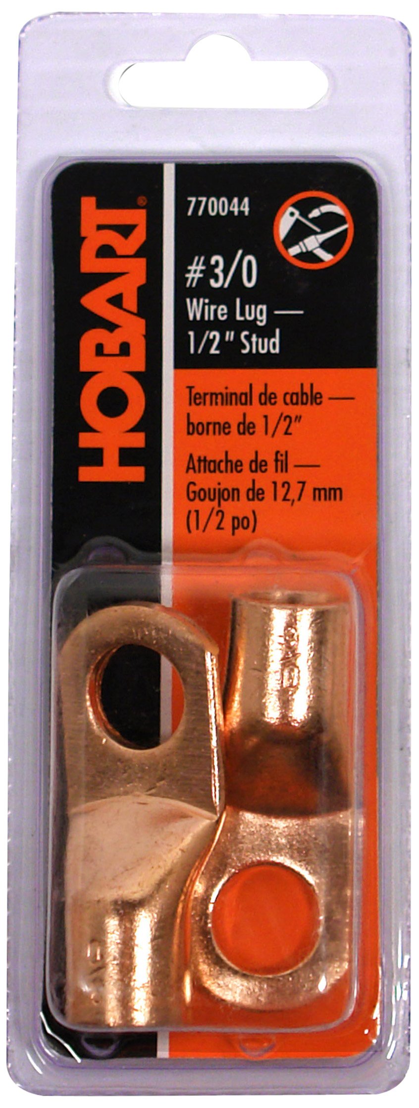 Cable Size 3/0 - Stud Size 1/2-Inch Cable and Wire Lug by Hobart – copper, Model 770044