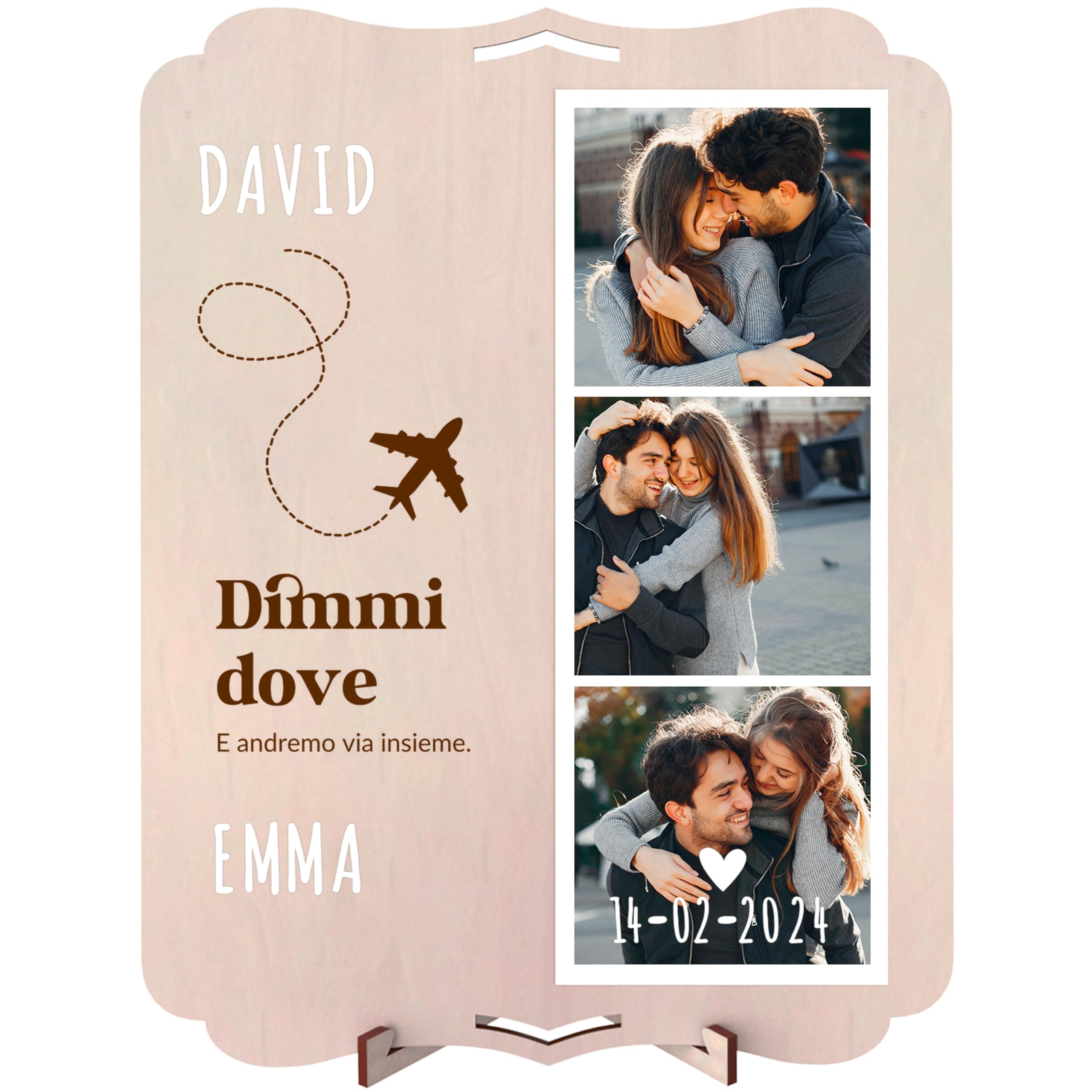 nagu® Cornici Foto Multiple da Parete, Multiplo Photo Frame in Legno 22 x 30 cm with Tavolo Holder, Forum for Appendere. Targa Personalizzata, Cofanetti Viaggio Gift, Viaggio Gift Box for 2