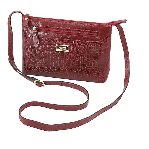 Bolsa Feminina Couro Legítimo Lezard Transversal Fechamento Zíper 2193