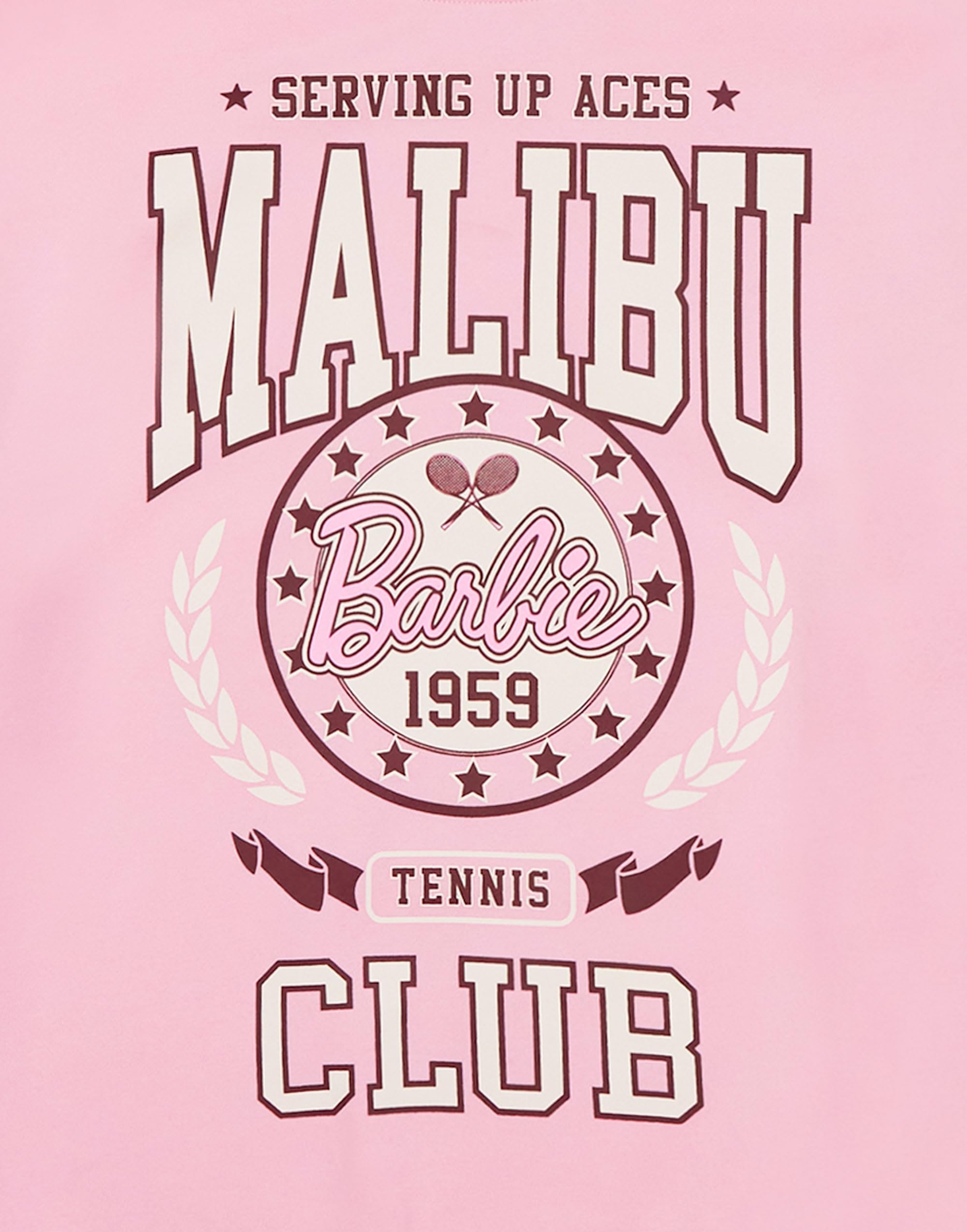 Barbie Survêtement femme en rose | Mesdames Malibu Tennis Club 1959 graphique pull ou pantalon de jogging | Écusson de sport Style Vintage | Poupée film vêtements marchandise cadeau pour elle