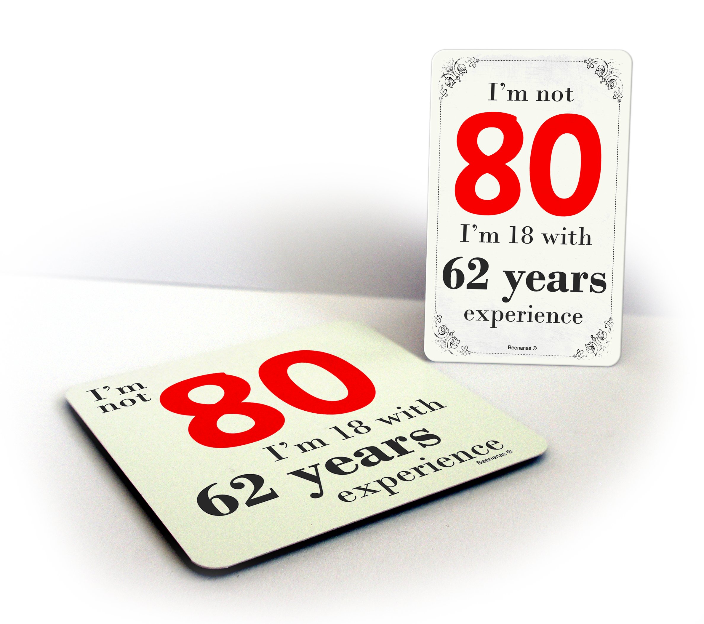 Beenanas Birthday I'm Not 80 Funny 80Th Drinks Coaster & Magnet Bundle