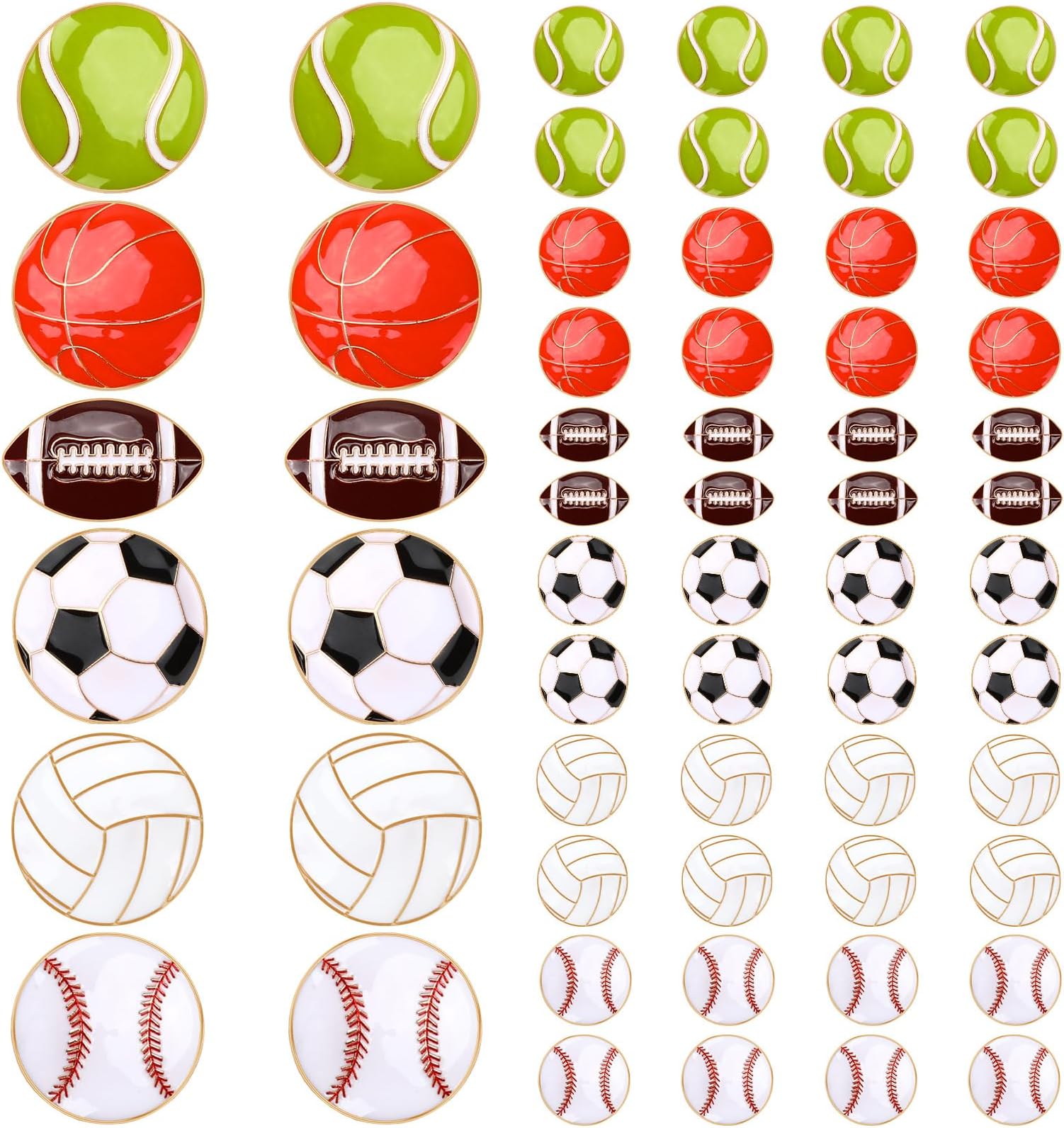 SANNIX 60Pcs Sports Ball Lapel Pins, Bulk Baseball Basketball Soccer Football Volleyball Tennis Enamel Pins Sports Brooches for Backpacks Clothes Bags Hats Accessories
