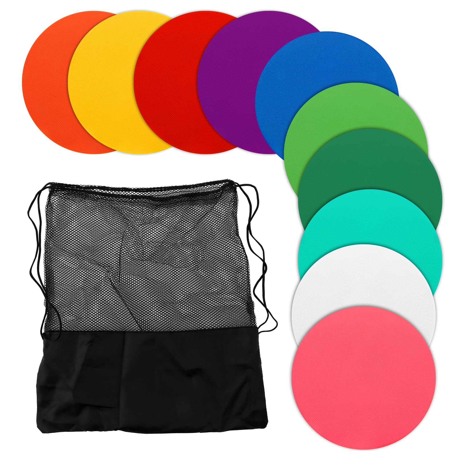 MIVIDE 10stk. Markierungsscheiben 25cm, 10 Farben Markierscheiben Sport, Flacher Floormarker Makierungsscheiben Bunt Set für Training, Fußball, Sportplätze