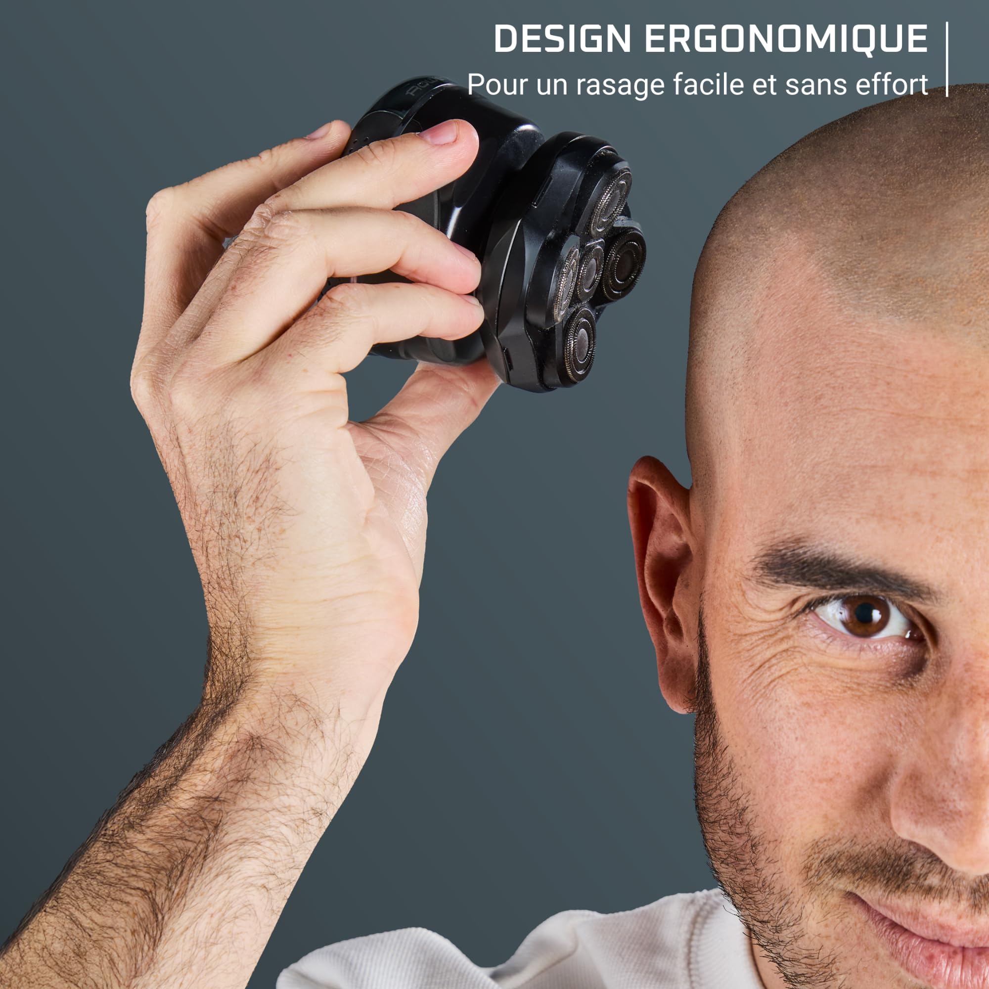 Rowenta GentleBald, Rasoir de tête, 5têtes de rasage, Lames avec revêtement Titanium, Irritation évitée, TN3110E0