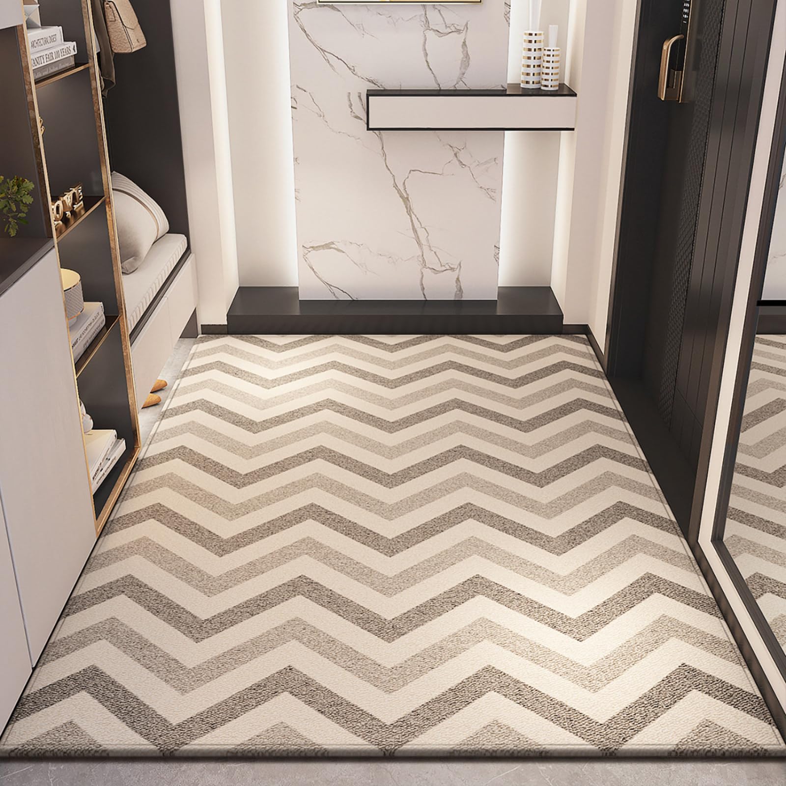 Felpudo Entrada Casa 90x150 Líneas Marrón Claro Beige Felpudo Exterior Antideslizante Lavable Felpudos para Pasillo Cocina Puerta Jardín Decoración Alfombrilla para Entrada