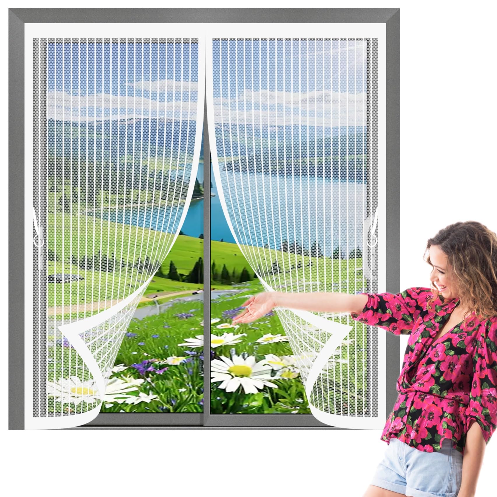 Moustiquaire porte fenêtre blanc 146x220 cm rideau anti-moustique