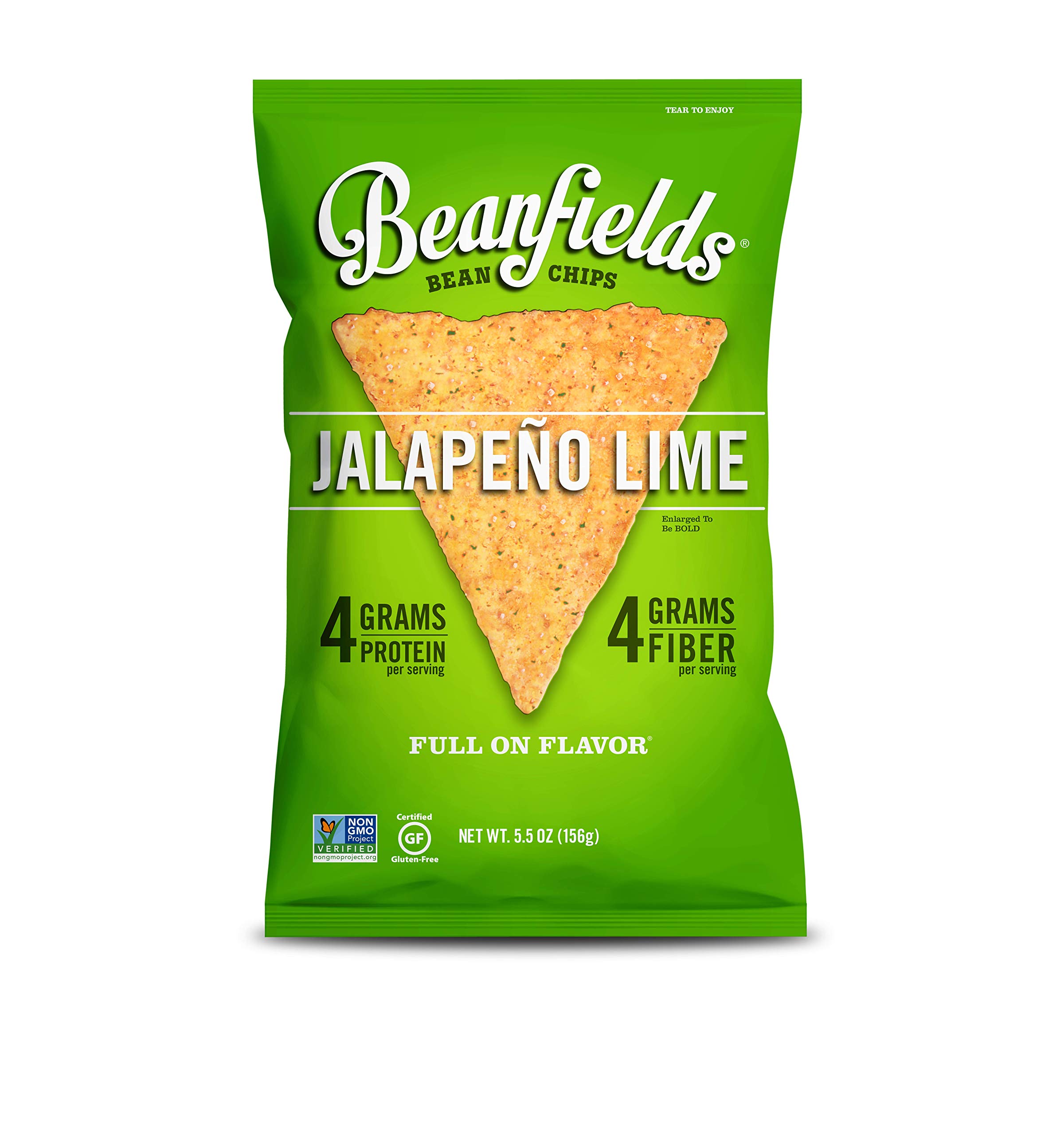 Beanfields Bean Chips, High Protein and Fiber, Gluten Free, Vegan Snack, Jalapeno Lime, 5.5 Ounce (Pack of 6)