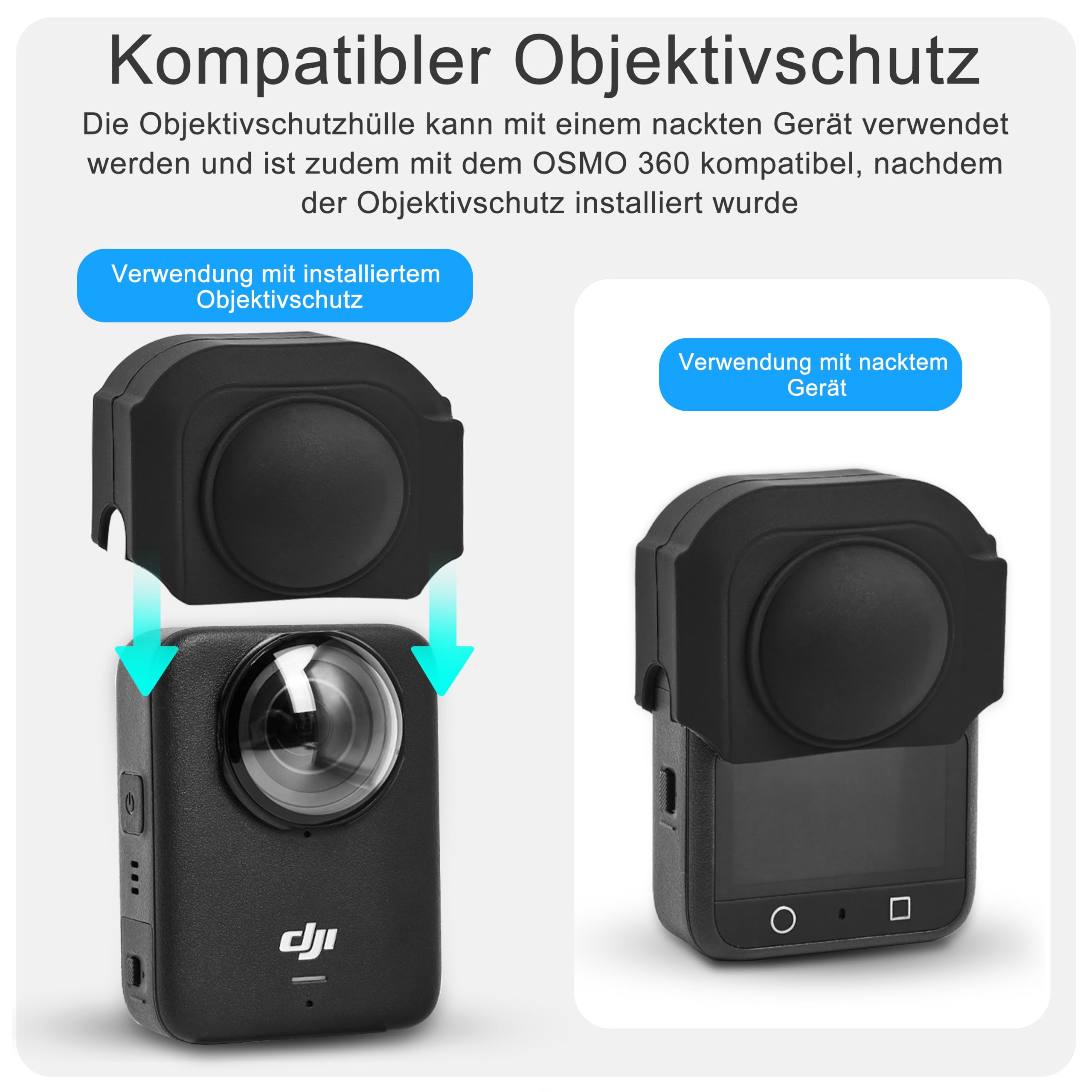 FiTSTILL Zestaw ochronny do DJI OSMO 360 ekskluzywna folia ochronna na wyświetlacz z optycznie hartowanego szkła + osłona obiektywu + silikonowa osłona obiektywu OSMO 360 akcesoria
