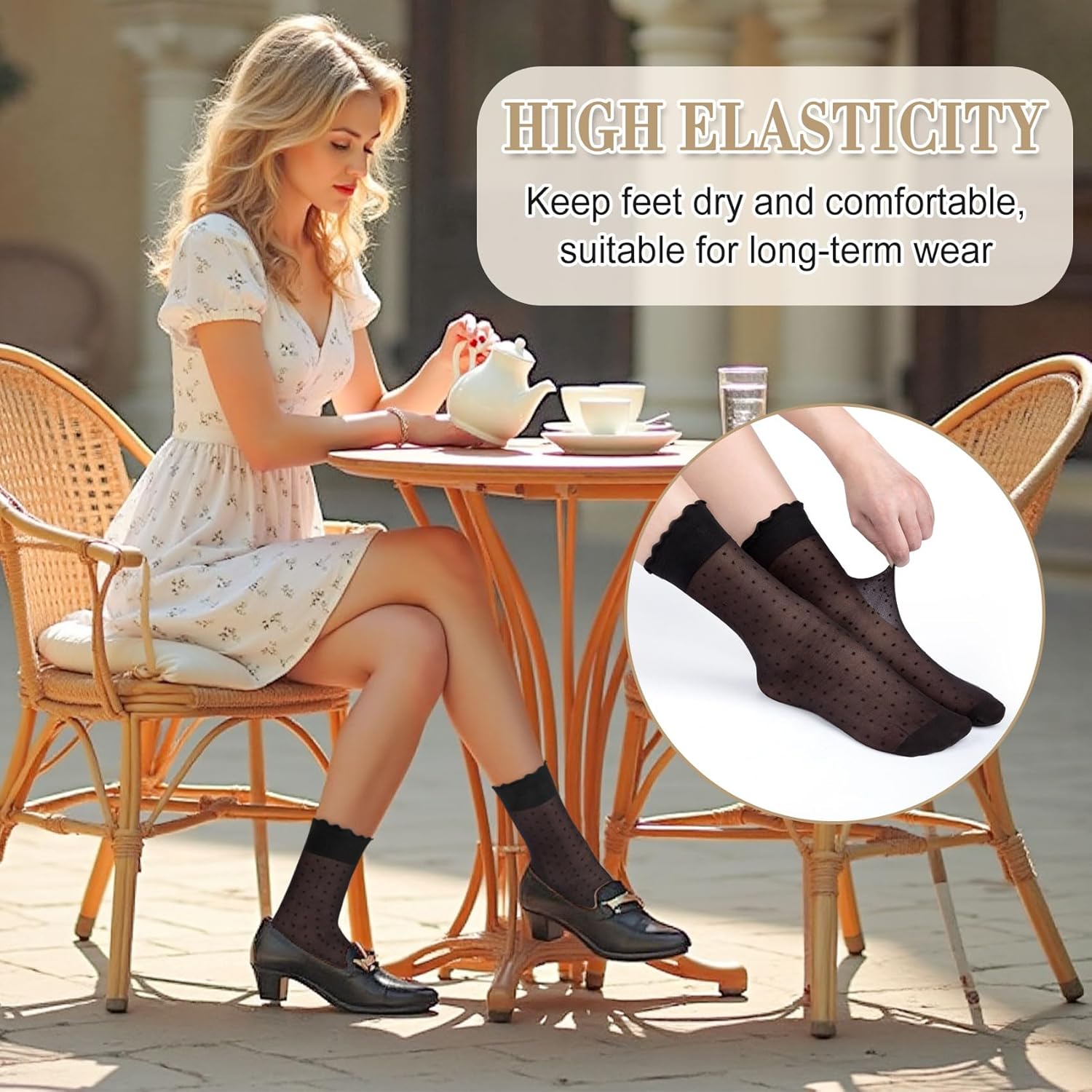 Justay 15 Pairs Sheer Ruffle Socks Woman Summer Cool See Through Thin Stocking Cute Frilly Lace Crew Socks - Image 3