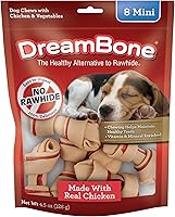 Vista 16 de DreamBone Mini masticables con pollo real para perros, 36 unidades, estos masticables sin piel cruda son la distracción favorita de los perros