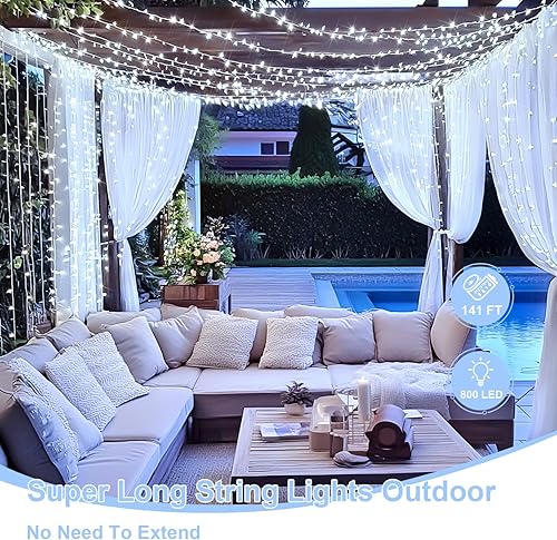 Miniatura 106 de JMEXSUSS Guirnalda de luces LED de 168 pies, 600 luces LED para el día de San Valentín, luces rojas de Navidad con alambre transparente, 8 modos