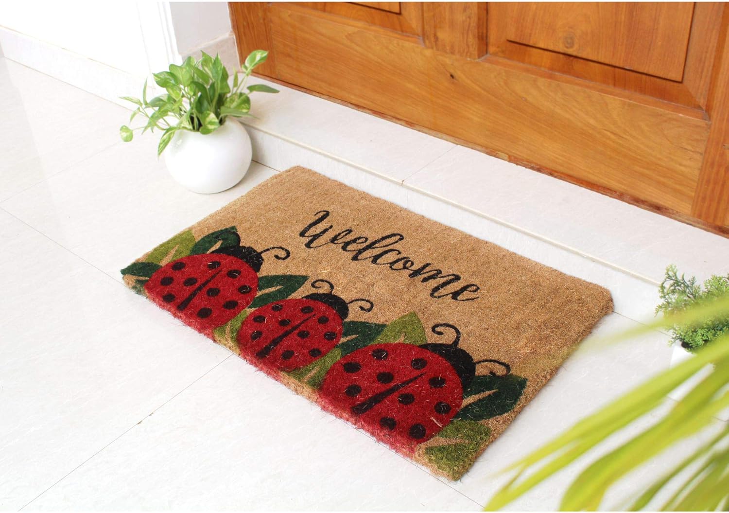 Rugsmith Insect Doormat, 18" x 30" Rectangle, Welcome Lady Bug