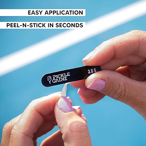 Miniatura 4 de Paquete de 9 cintas de plomo ponderadas de 0.11 oz para paletas de pickleball - Cinta adhesiva precortada de plomo para remo para mejorar el
