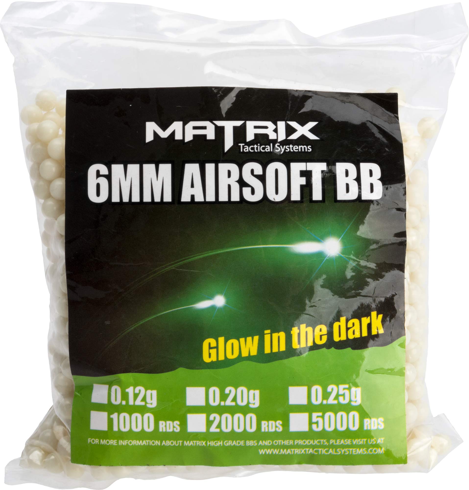 Evike Airsoft - Matrix Match Grade 6mm Glow-in-The-Dark Airsoft BB (Model: 0.20g Green 5000rds)