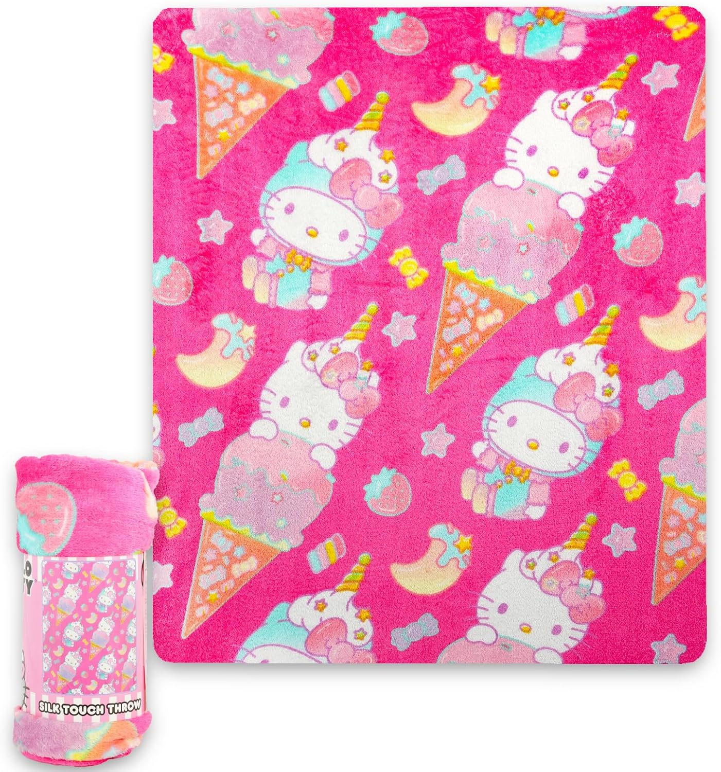 Hello Kitty Throw Blanket Bundle - Hello Kitty Kids and Teens Blanket, Stickers, and More for Girls | Hello Kitty Blanket Size 40" x 50" - Image 2