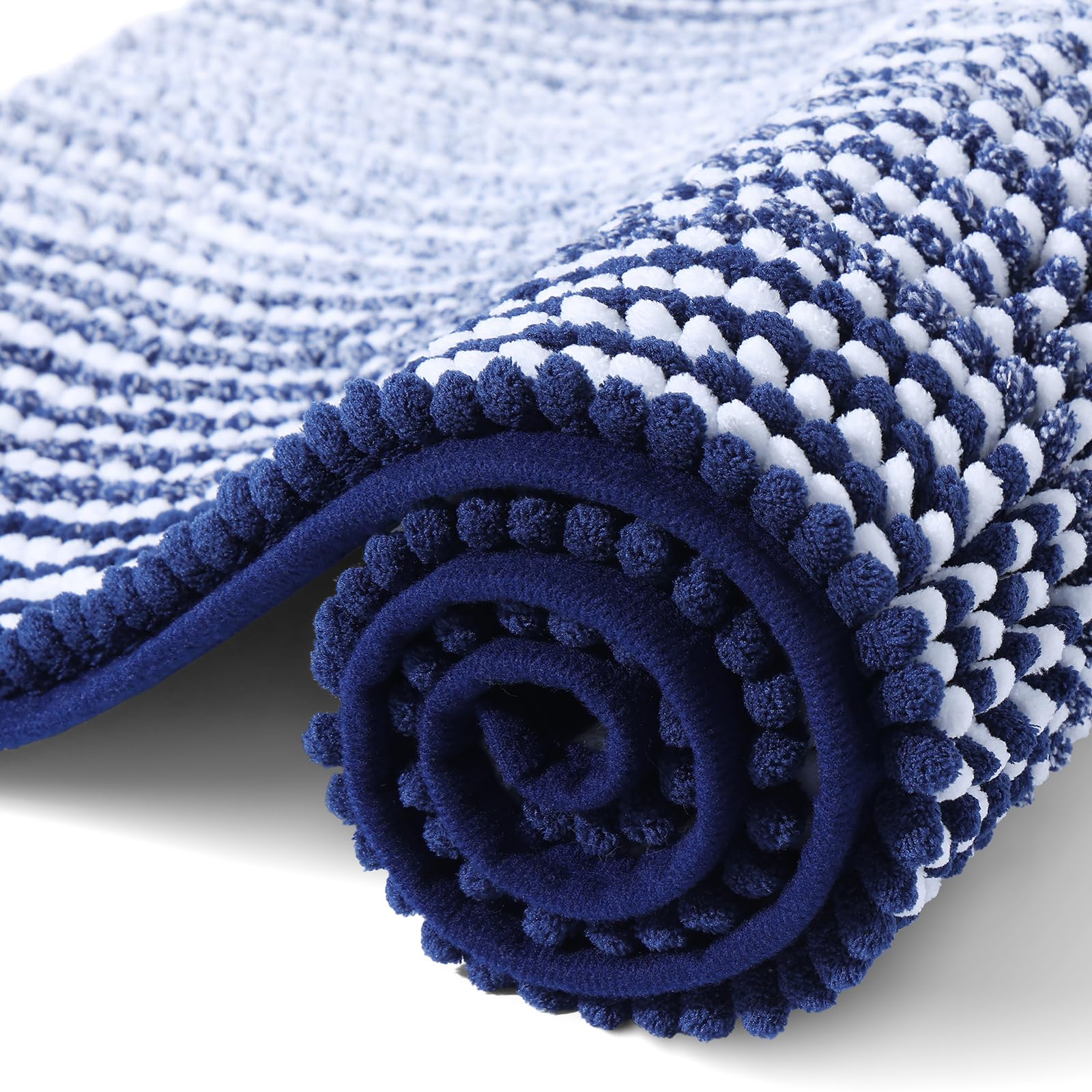 Tapis de bain en chenille bleu marine OLANLY 50 x 75 cm doux