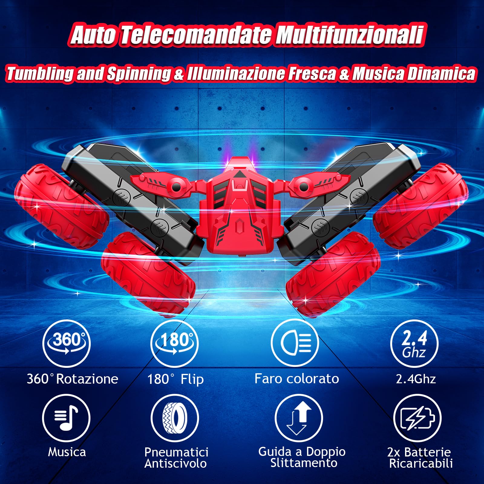 NorthBeland Macchina Telecomandata, 4x4 Macchine Telecomandate per Bambini, 360 Macchinina Telecomandata Bambino con Luci e Musica, Giochi Regalo Macchina Radiocomandata per bambina 3 4 5 6 7 8 anni