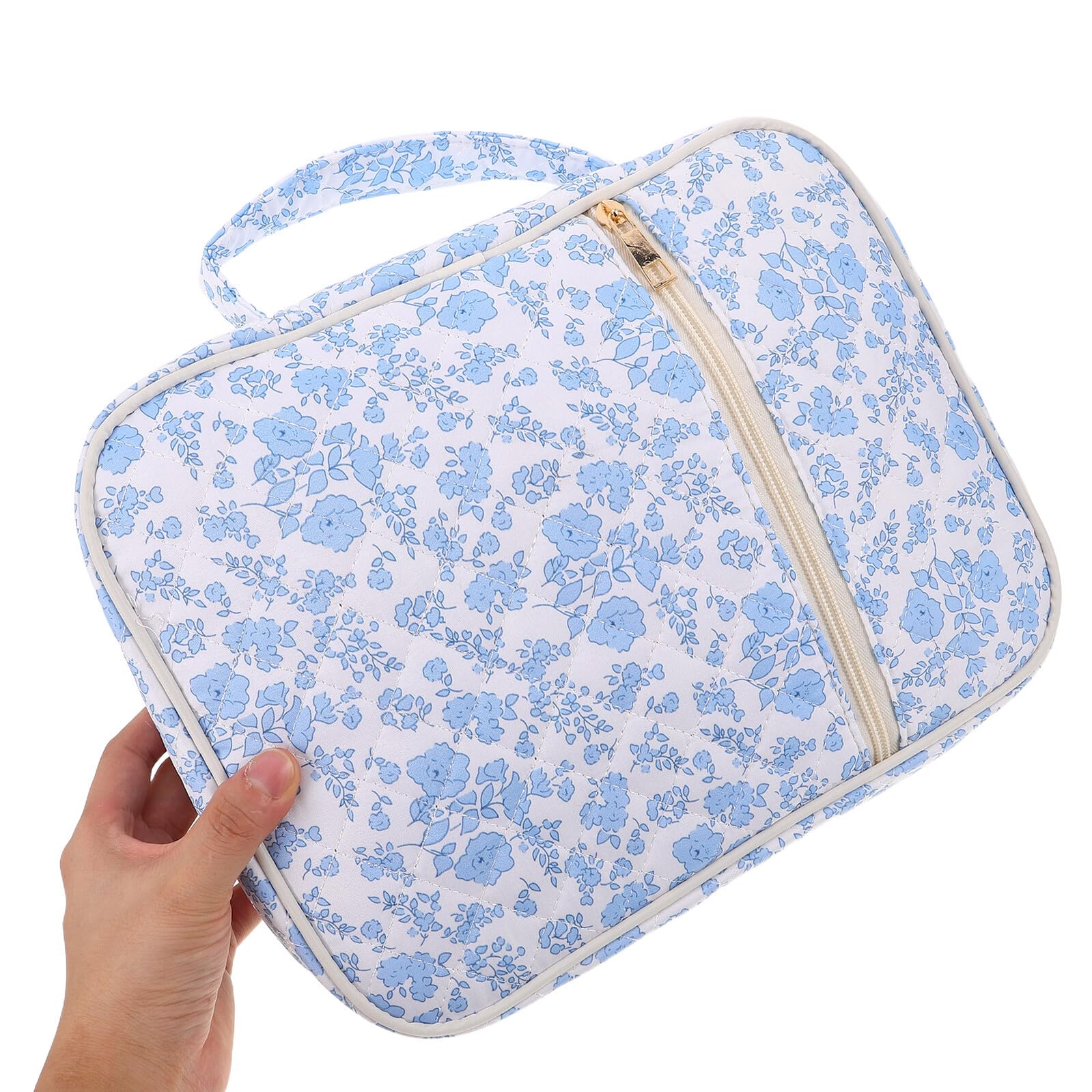 BESTonZON Gesteppte Buchhülle aus Polyester mit Blumenmuster Praktische Reiseaufbewahrung für Bücher Schreibwaren und Dokumente