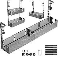 Multi-Model Under Desk Cable Management 2 Pack Metal Under Desk Wire Management Tray Clamp Mount Under Table Cord Management No Damage The Desk